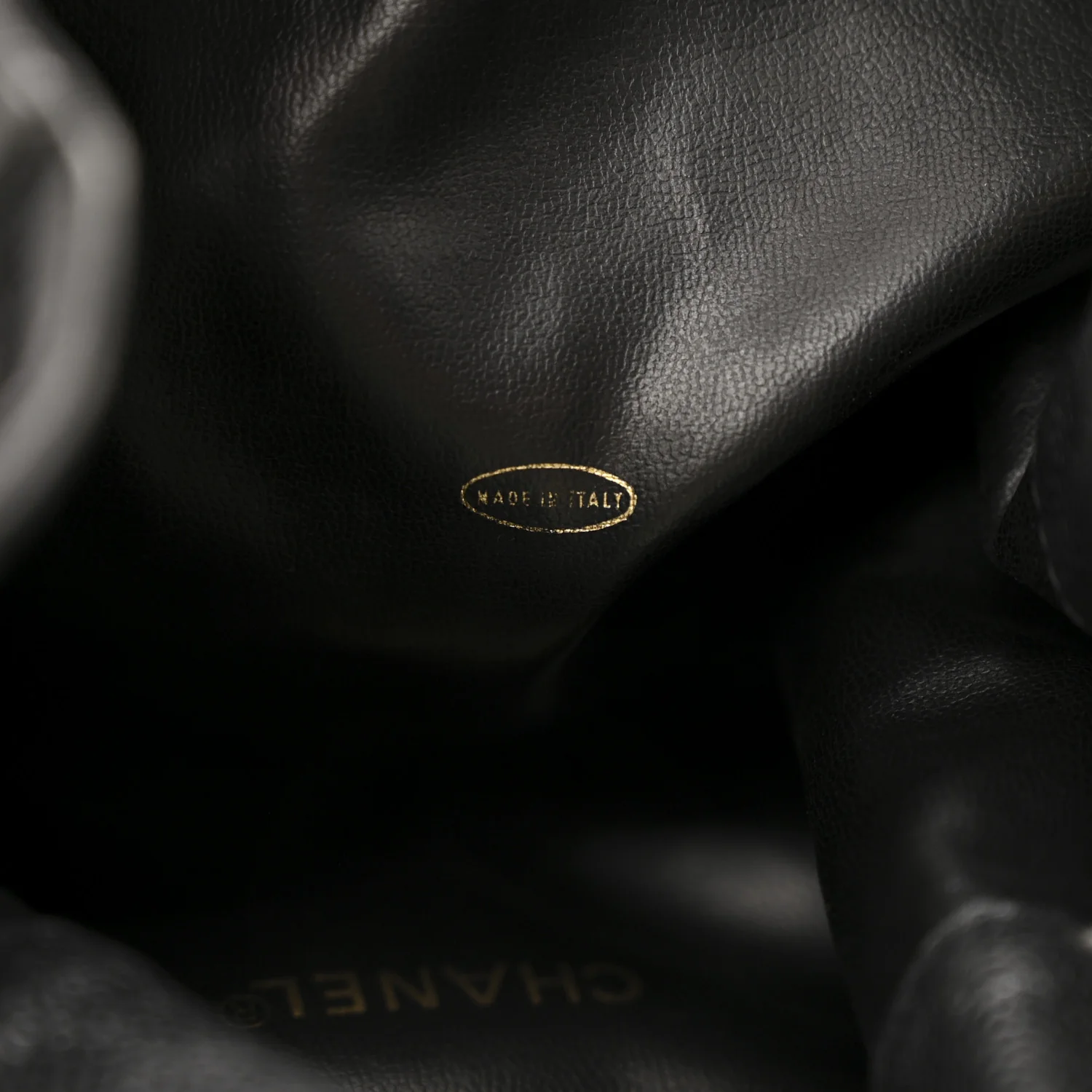 Caviar Quilted Drawstring Backpack Black