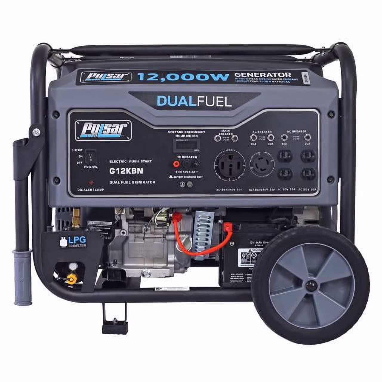 12,000W Dual Fuel Portable Generator in Space Gray with Electric Start, G12KBN(12000 W)
