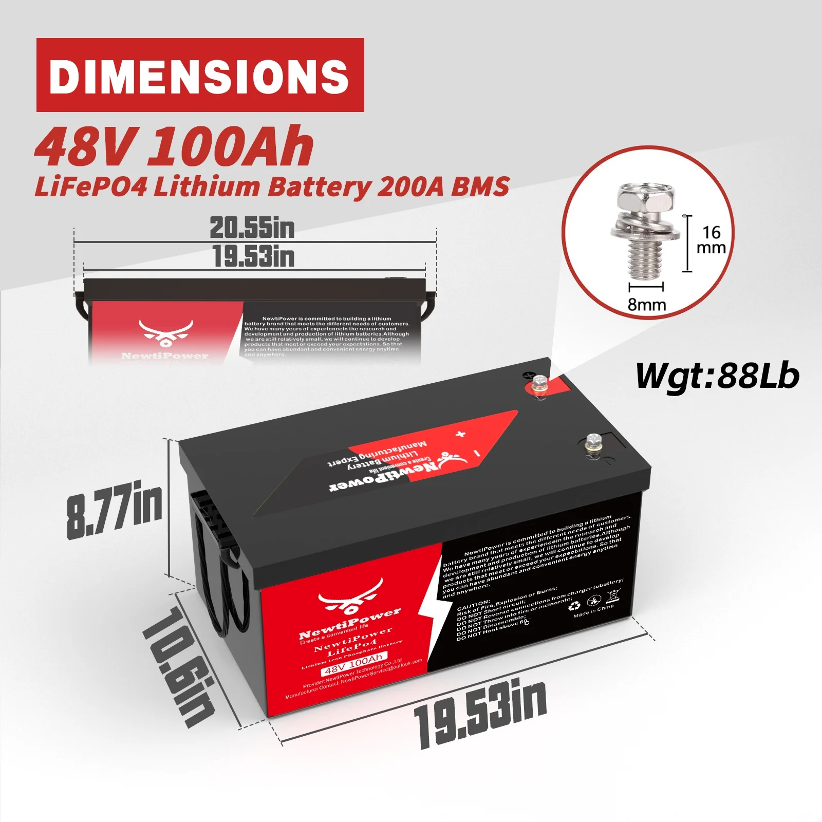 48V 100ah LiFePO4 Lithium Battery, 200A BMS, 10000+ Deep Cycle Lithium Iron Phosphate Battery Great for Golf Cart, RV, Marine and Off Grid Applications
