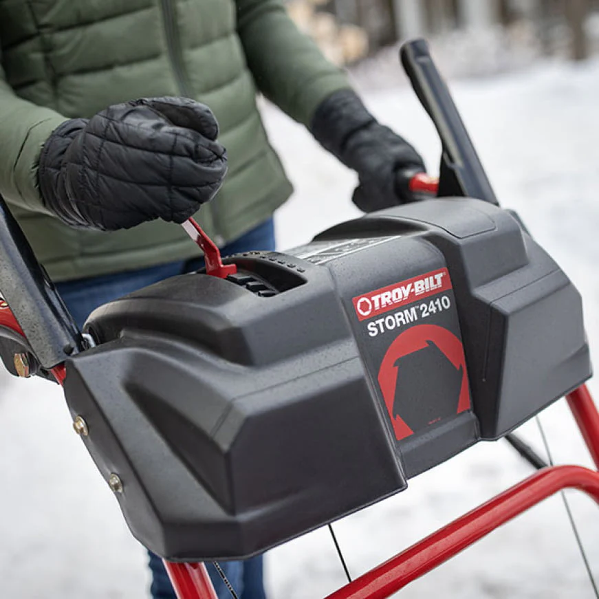 Troy Bilt Storm 2410 24 in Two Stage 208cc Electric Start Self Propelled Gas Snow Blower Remanufactured Image 4