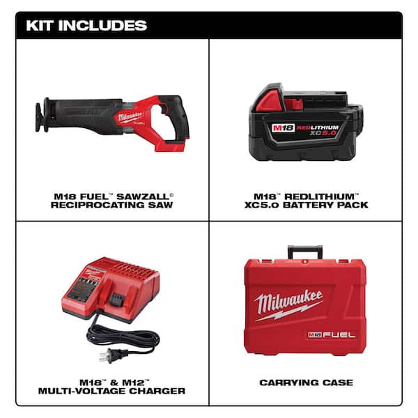 M18 FUEL 18V Lithium - Ion Brushless Cordless SAWZALL Reciprocating Saw Kit W/M18 FUEL Grinder