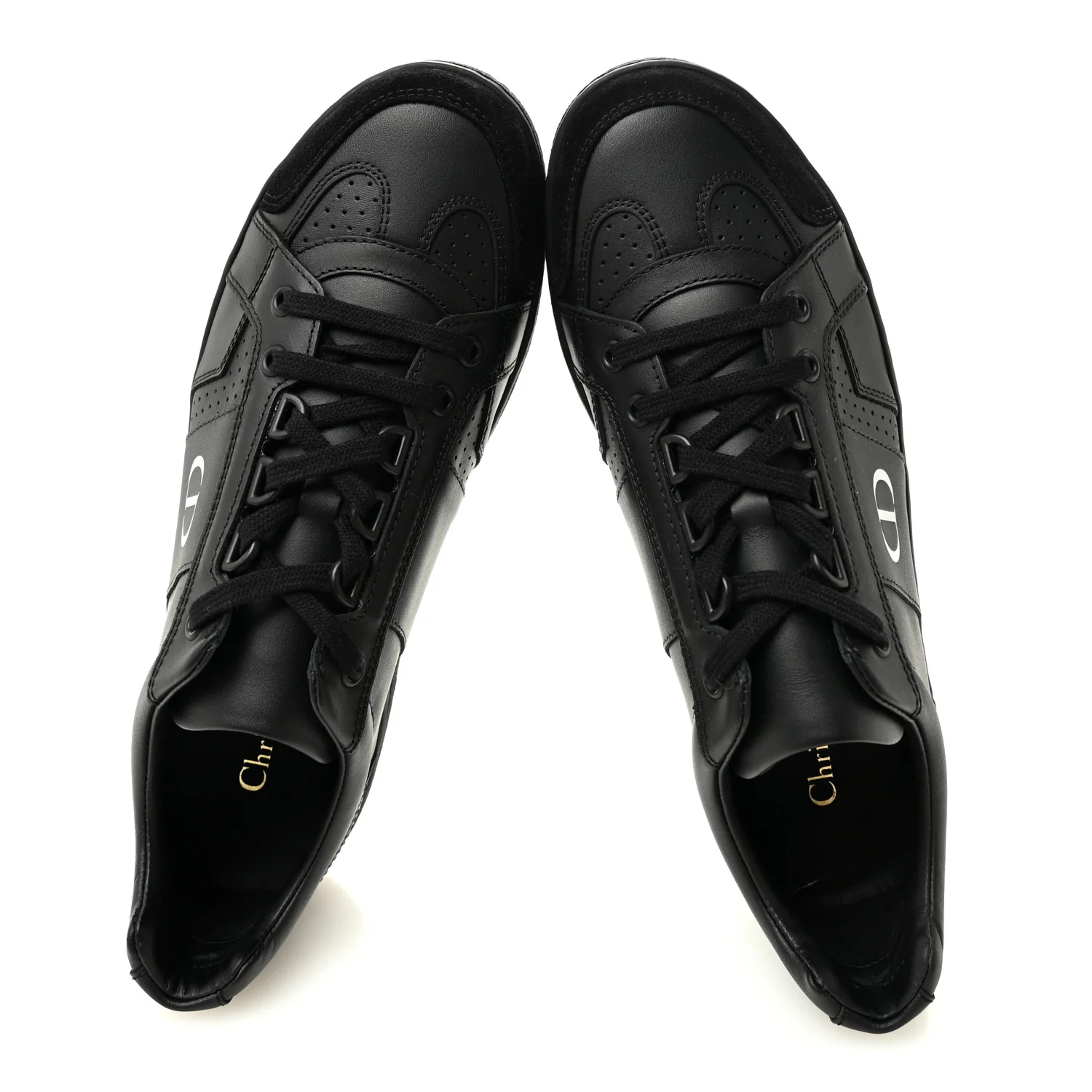 Calfskin Suede Logo Sneakers 38 Black