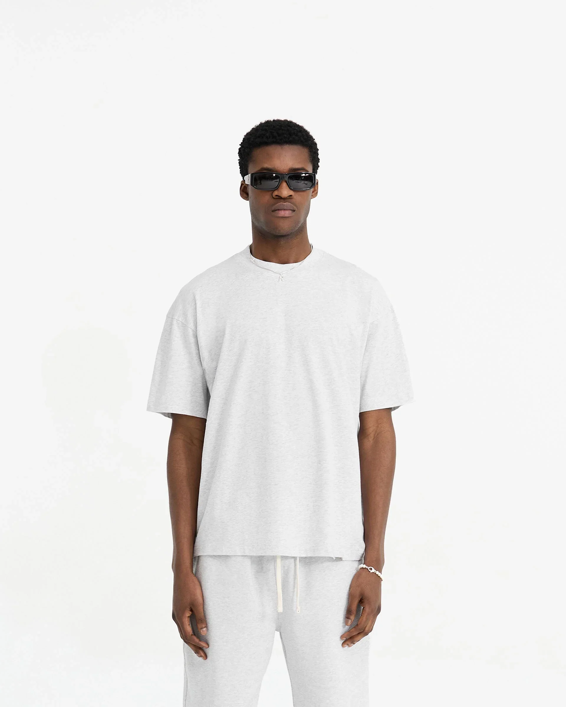 2 x Initial Oversized T-Shirt - Black & Ice Grey Marl