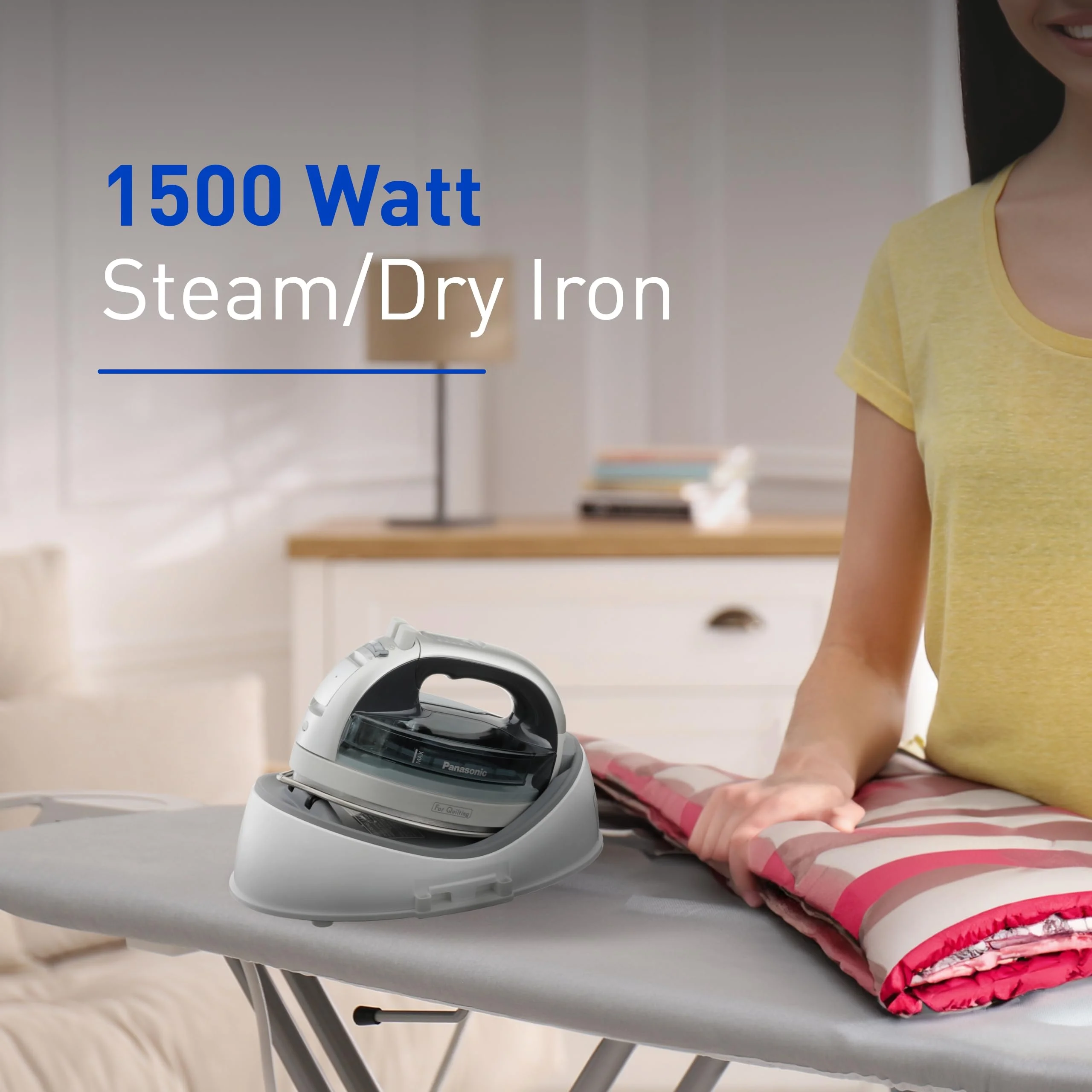 Panasonic Cordless Iron, Portable 360 - Degree Freestyle Dry/Steam Iron with Precision Tips and Stainless Steel Soleplate, Anti - Calc and Anti - Drip, Power Base and Carrying/Storage - NI - QL1100L (Silver)