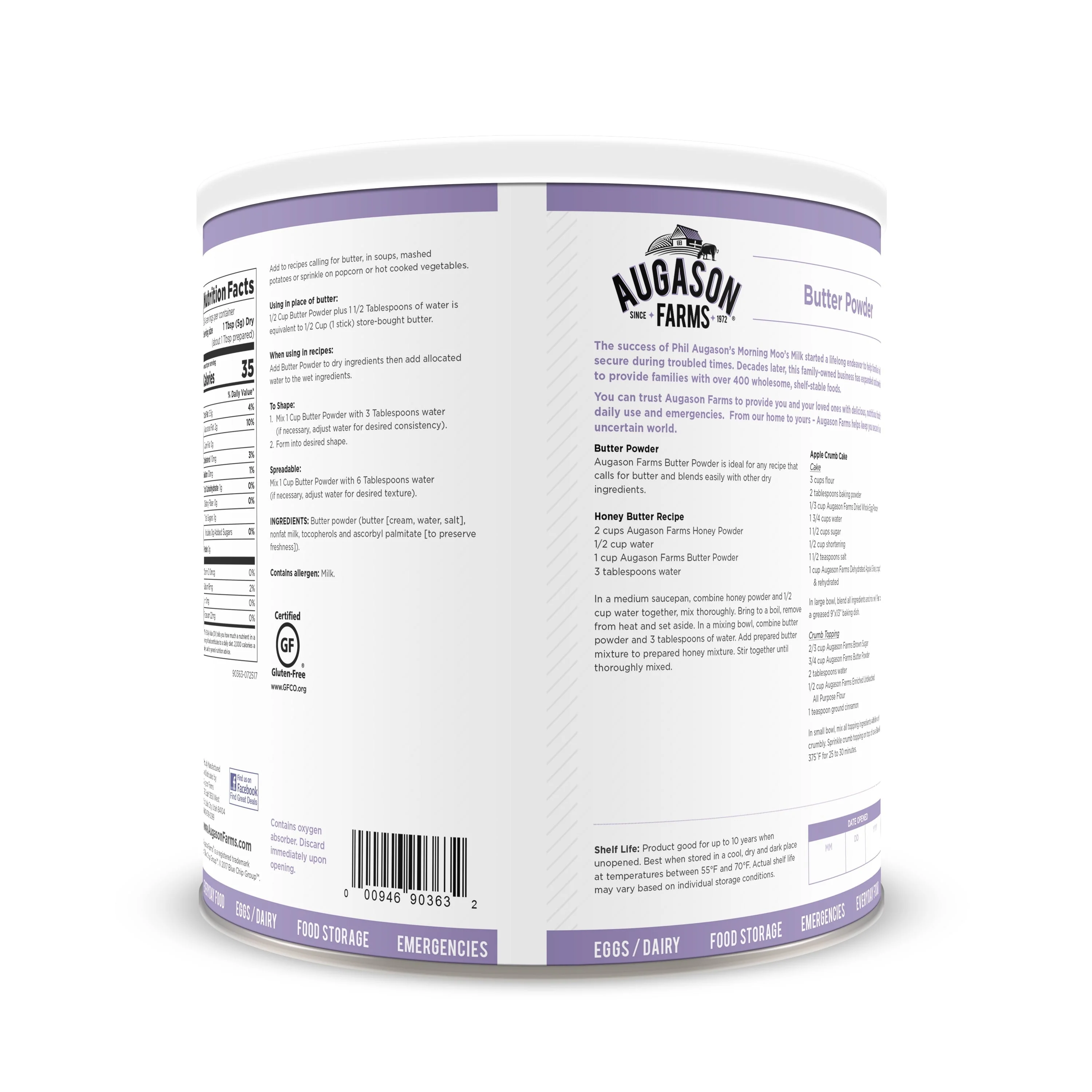 Augason Farms Butter Powder 2 lb 4 oz No. 10 Can
