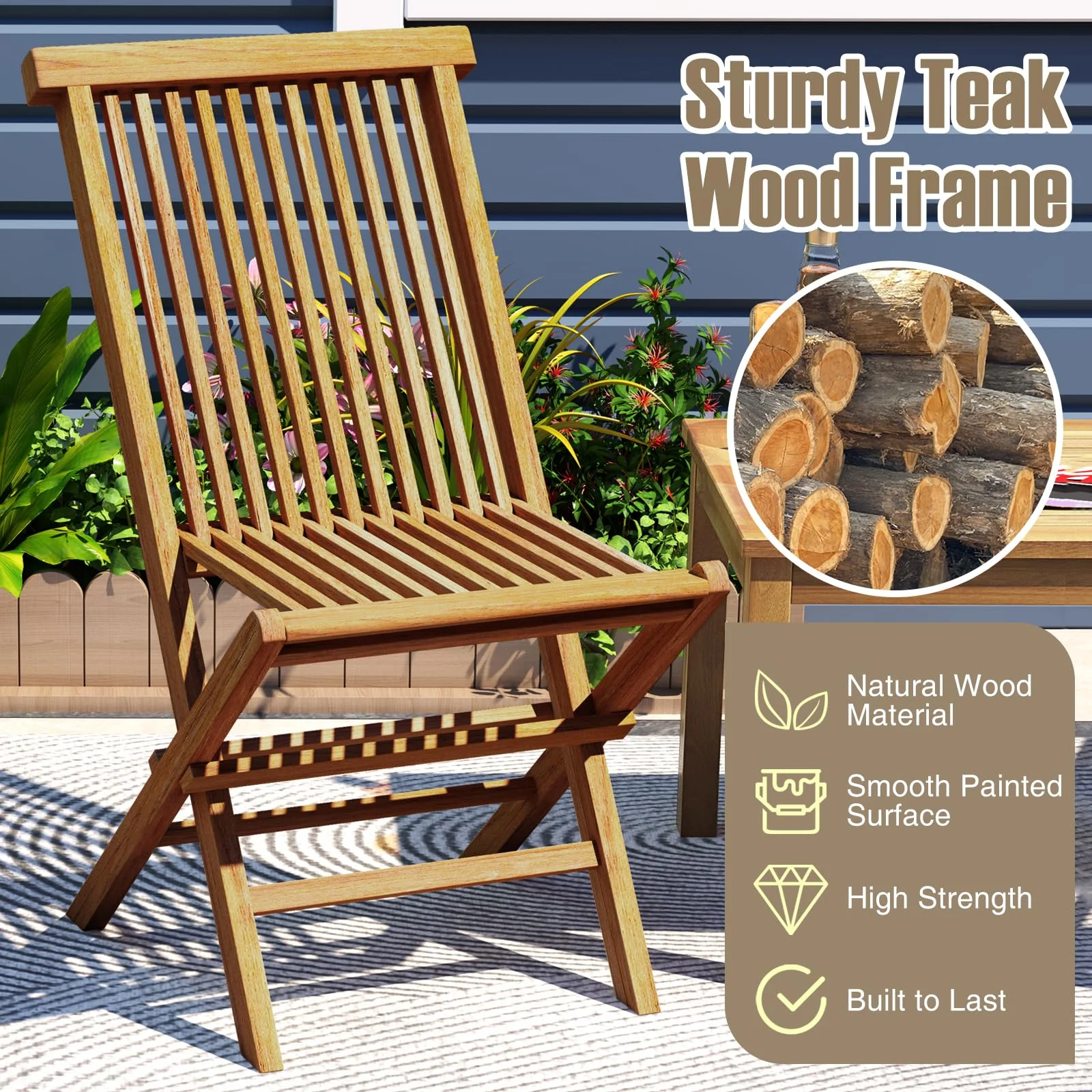 Tangkula 3 Pieces Folding Patio Bistro Set