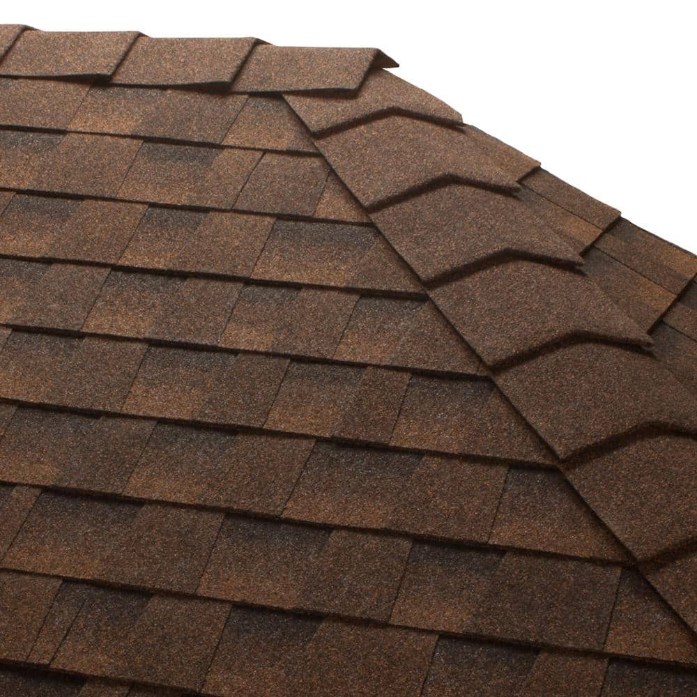 GAF TimberCrest 10 in. Bullnose Hip & Ridge Cap Shingles, Hickory/Sedona Sunset, 20 lin. ft. per Box (30-Pieces)
