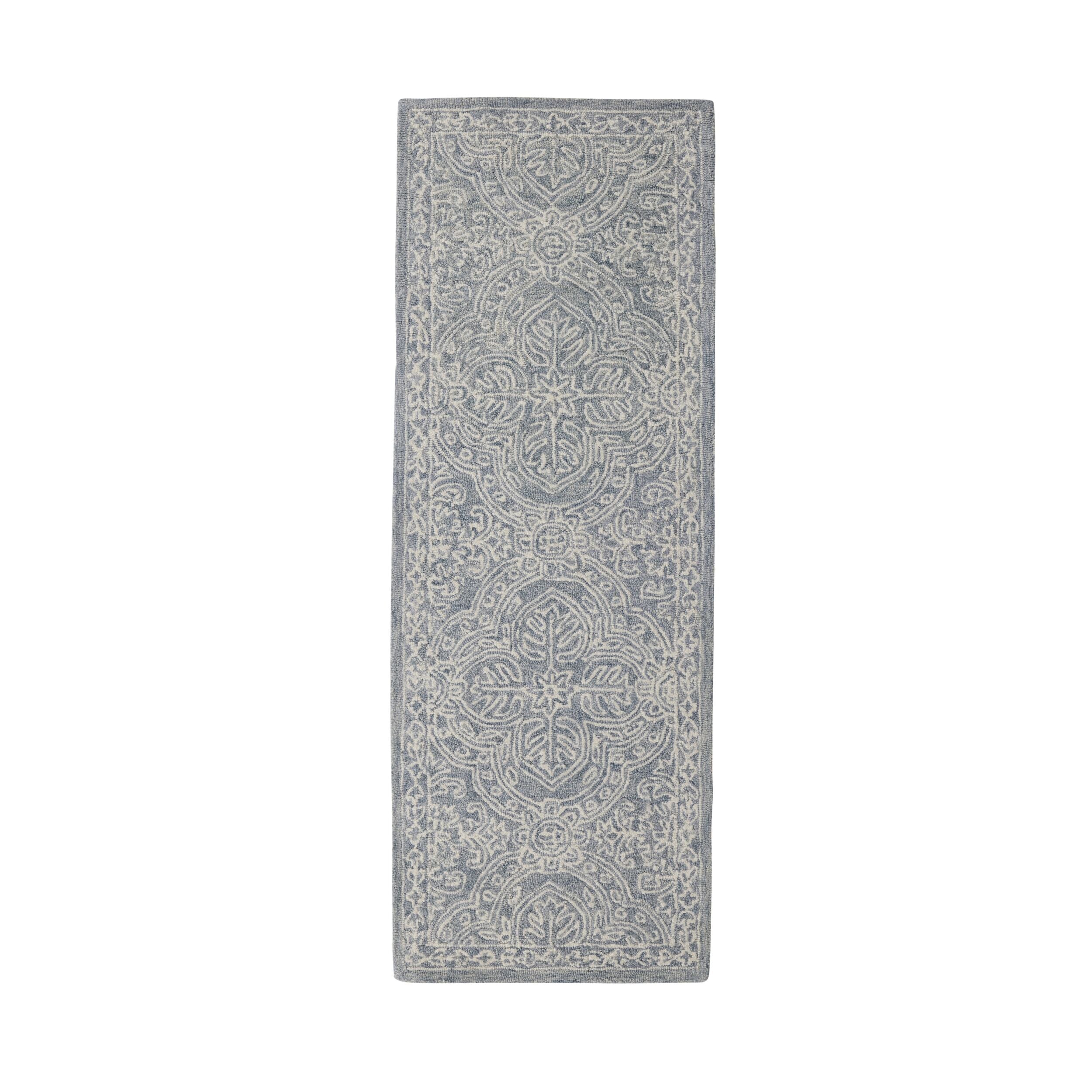 Henna Handtufted NZ Wool Runner Blue 70x200cm