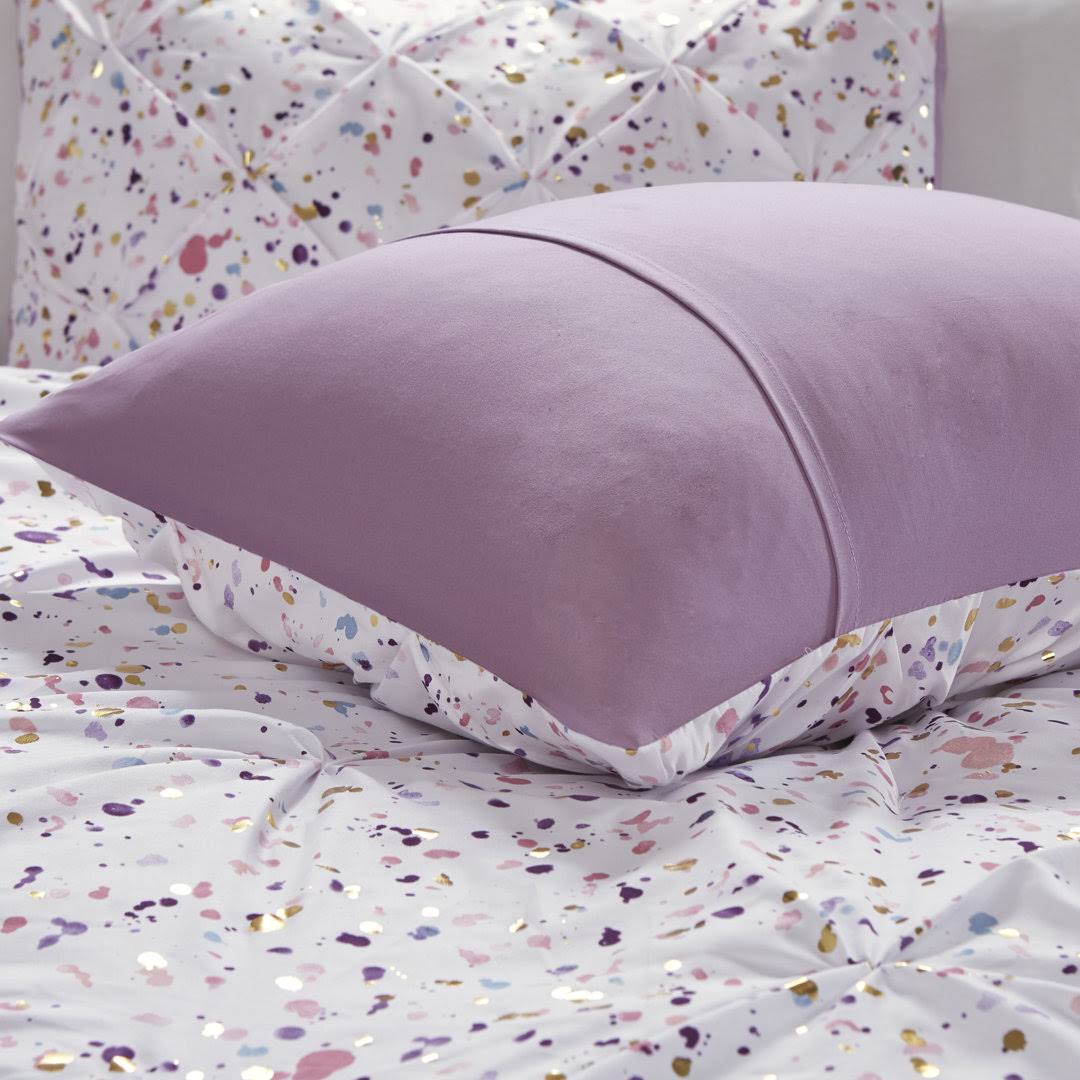 Ebern Designs Leavens Metallic Printed and Pintucked Duvet Cover Set, Size: 1