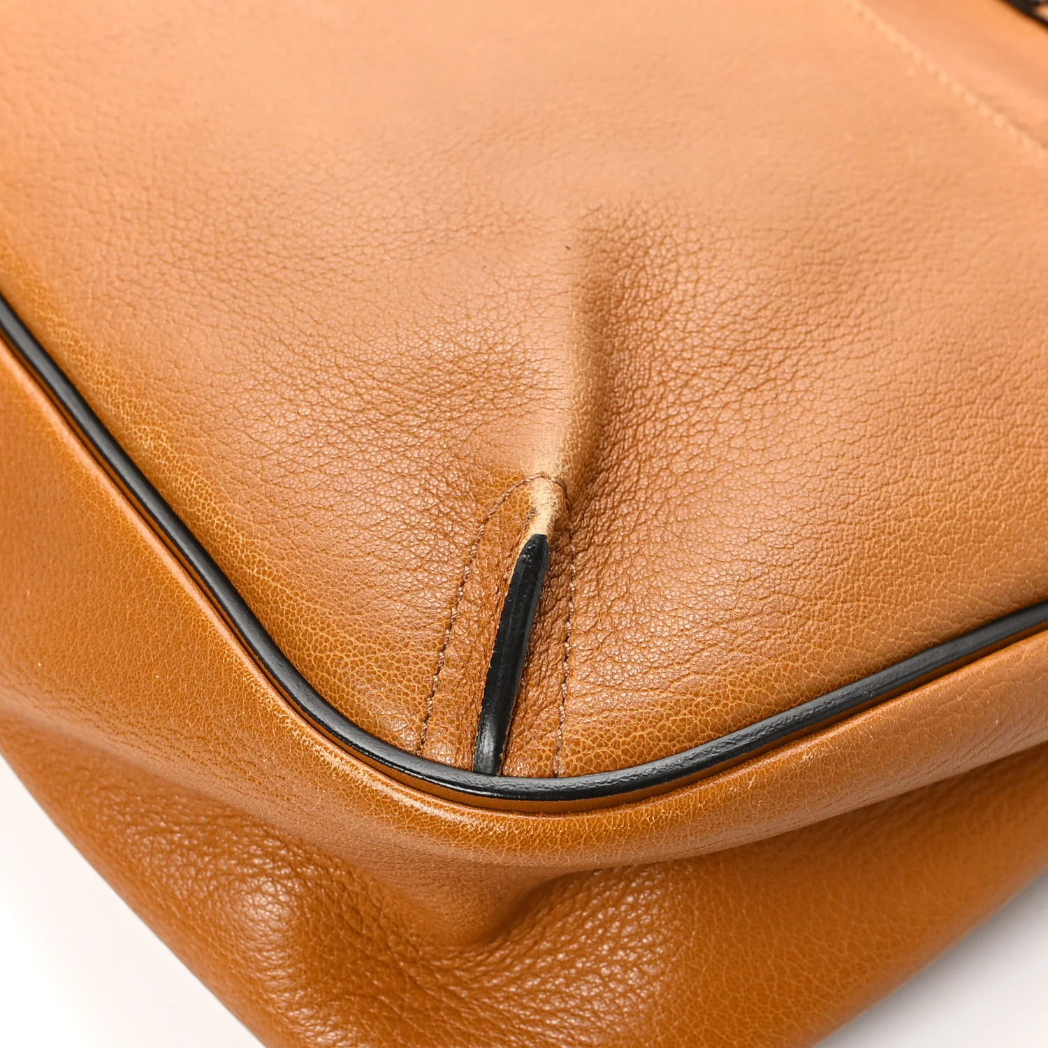 Grained Lambskin Medium Lexa Shoulder Bag Mustard Brown