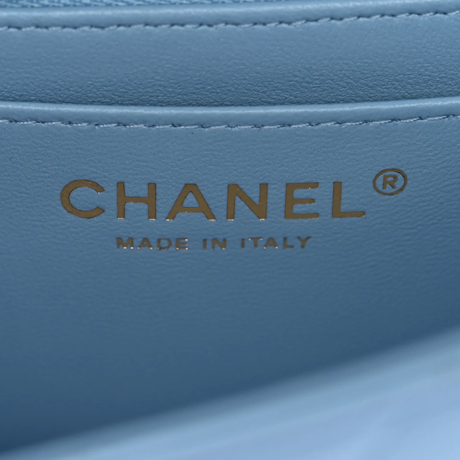 Lambskin Quilted Mini Rectangular Flap Light Blue