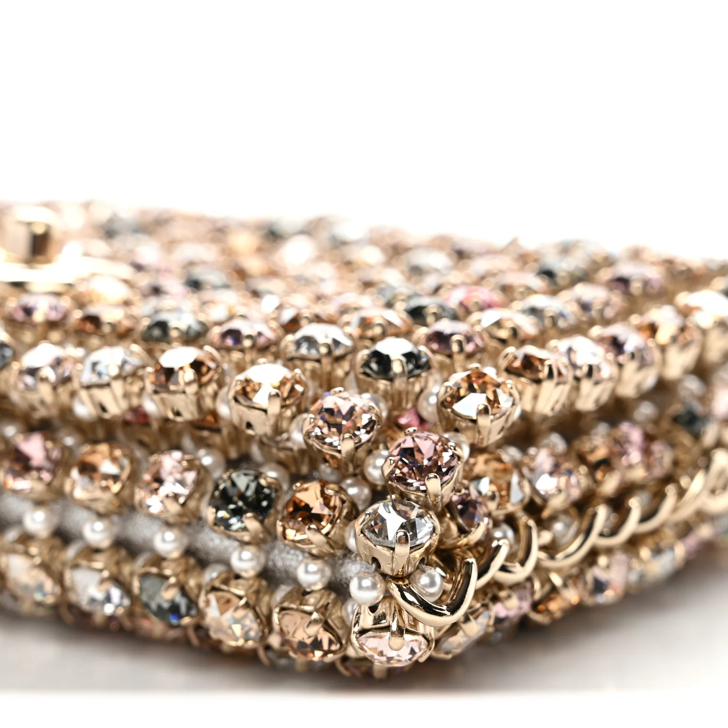Metal Pearl Minaudiere CC Mini Evening Bag Multicolor