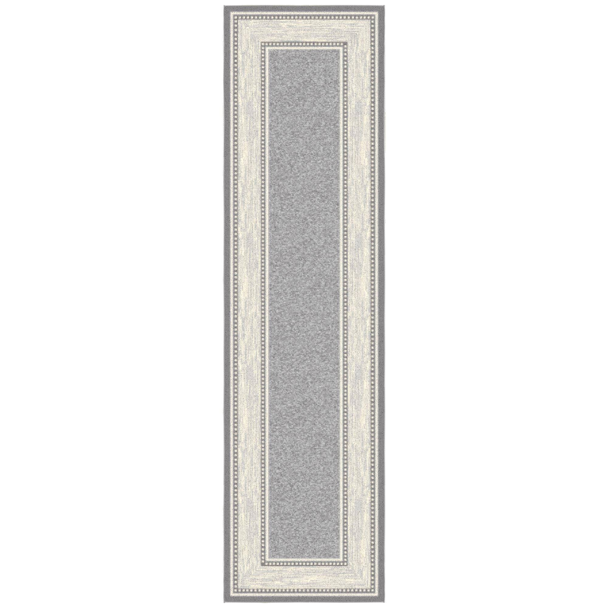 Ottomanson Ottohome Collection Non-Slip Rubberback Bordered Design 3x10 Indoor Runner Rug, 2 ft. 7 in. x 9 ft. 10 in., Gray