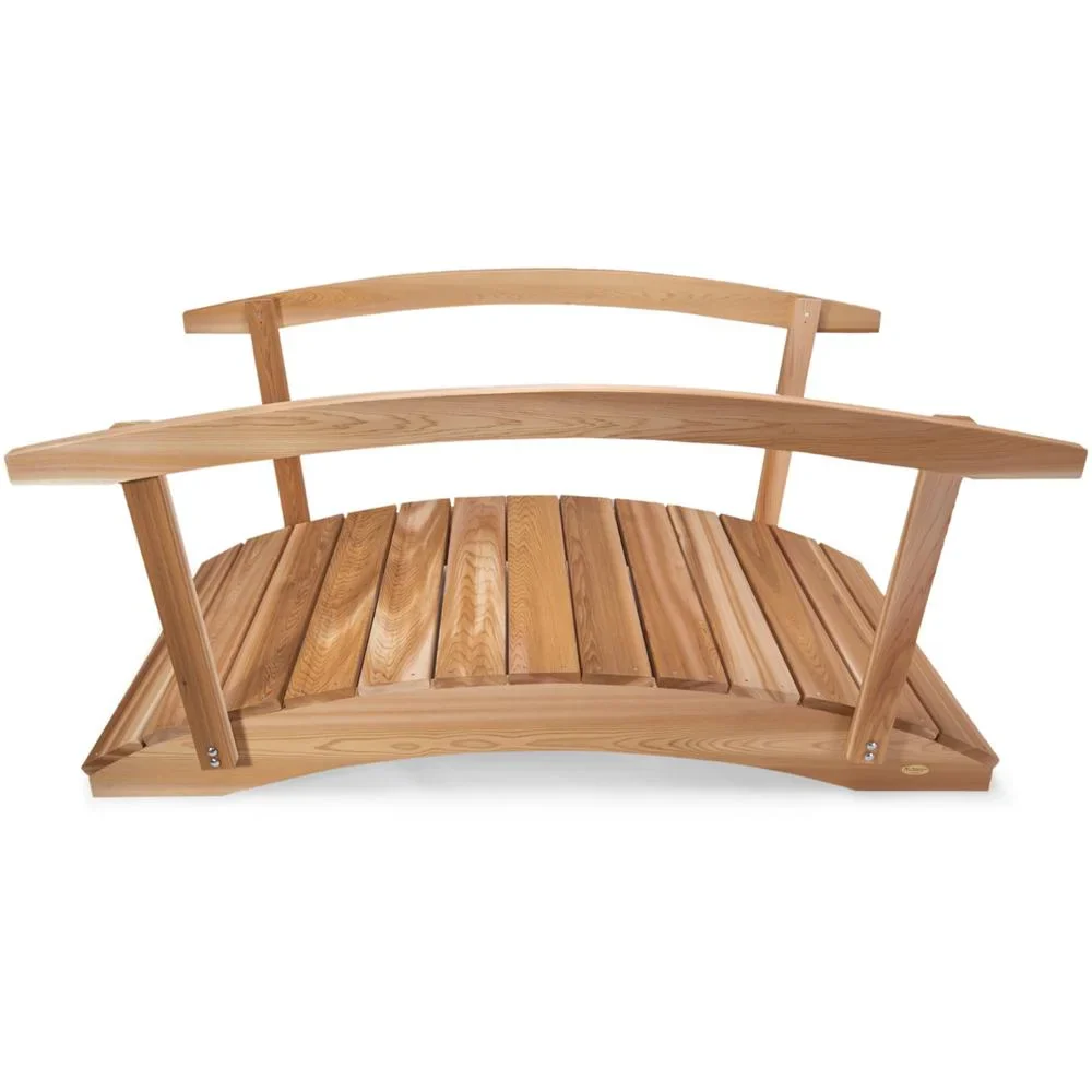 All Things Cedar FB72-R  6-Ft Cedar Wood Garden Bridge | Side Rails - 71L x 38W x 34H