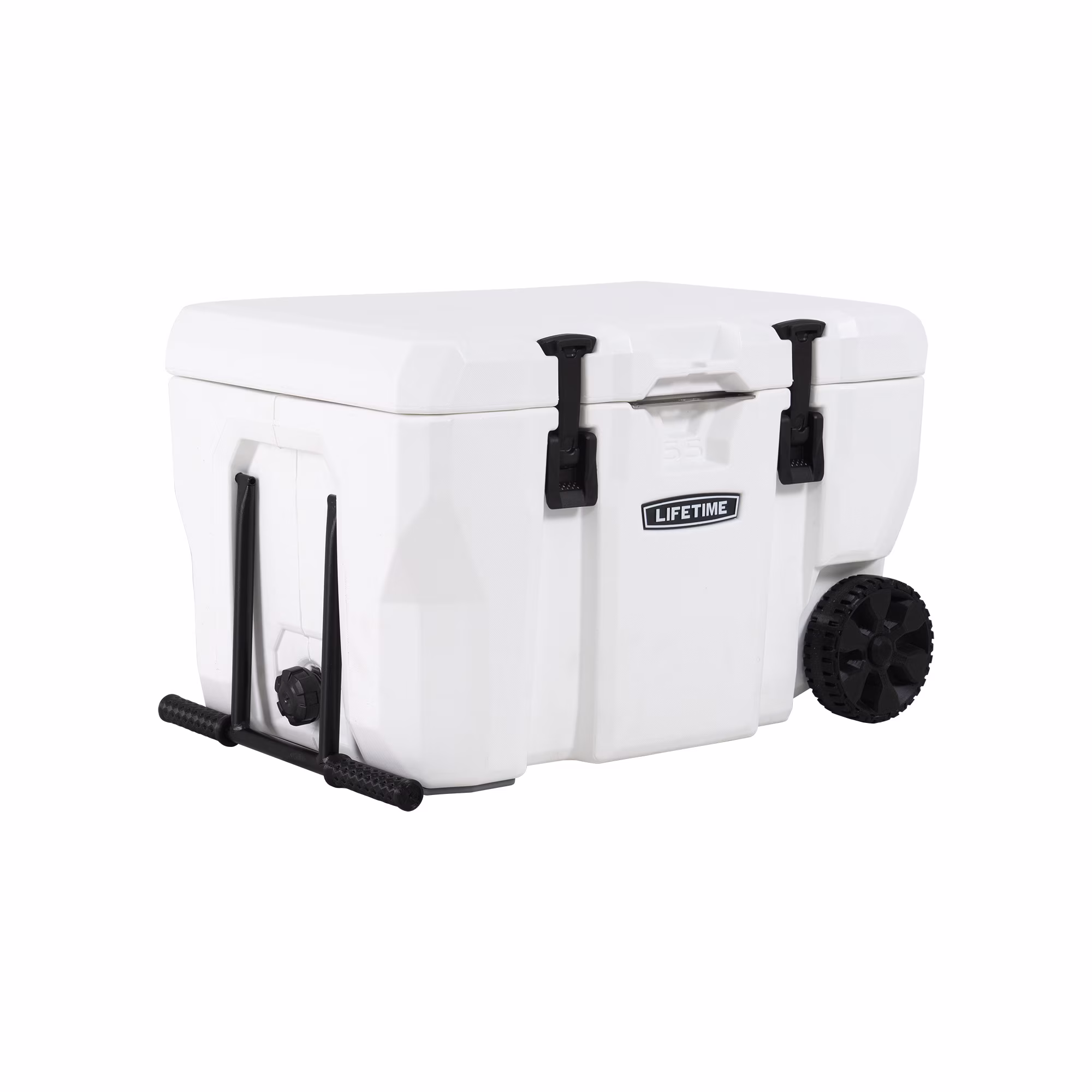 55 qt Bear-Resistant Camping Cooler Wheeled, Premium High Performance, Ice Retention, Hard Cooler, 60 Can Capacity, White (91072)(Single)