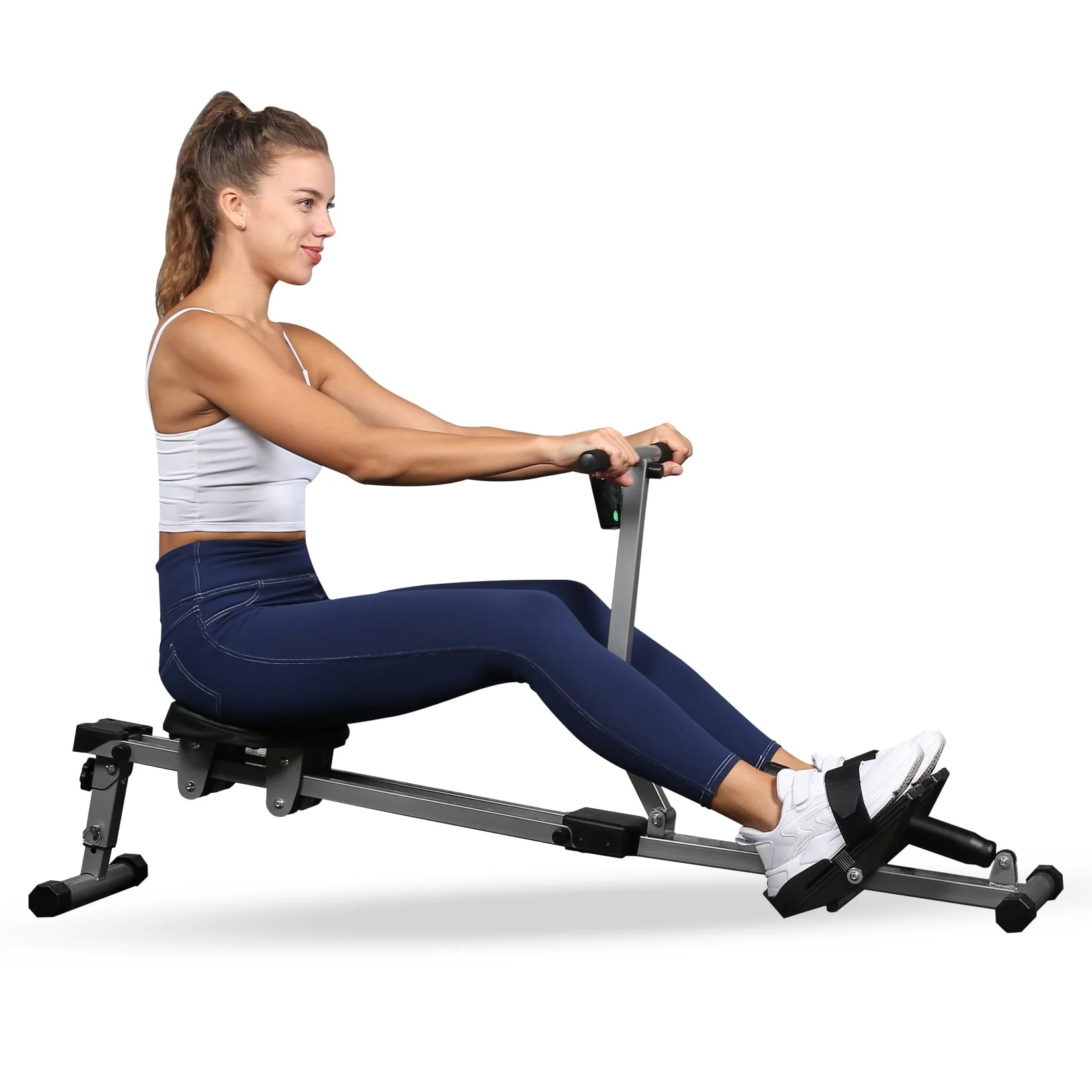DFITO Fitness Rowing Machine Rower Ergometer, 12 Levels of Adjustable Resistance, Digital Monitor and 260 lb of Maximum Load, Black