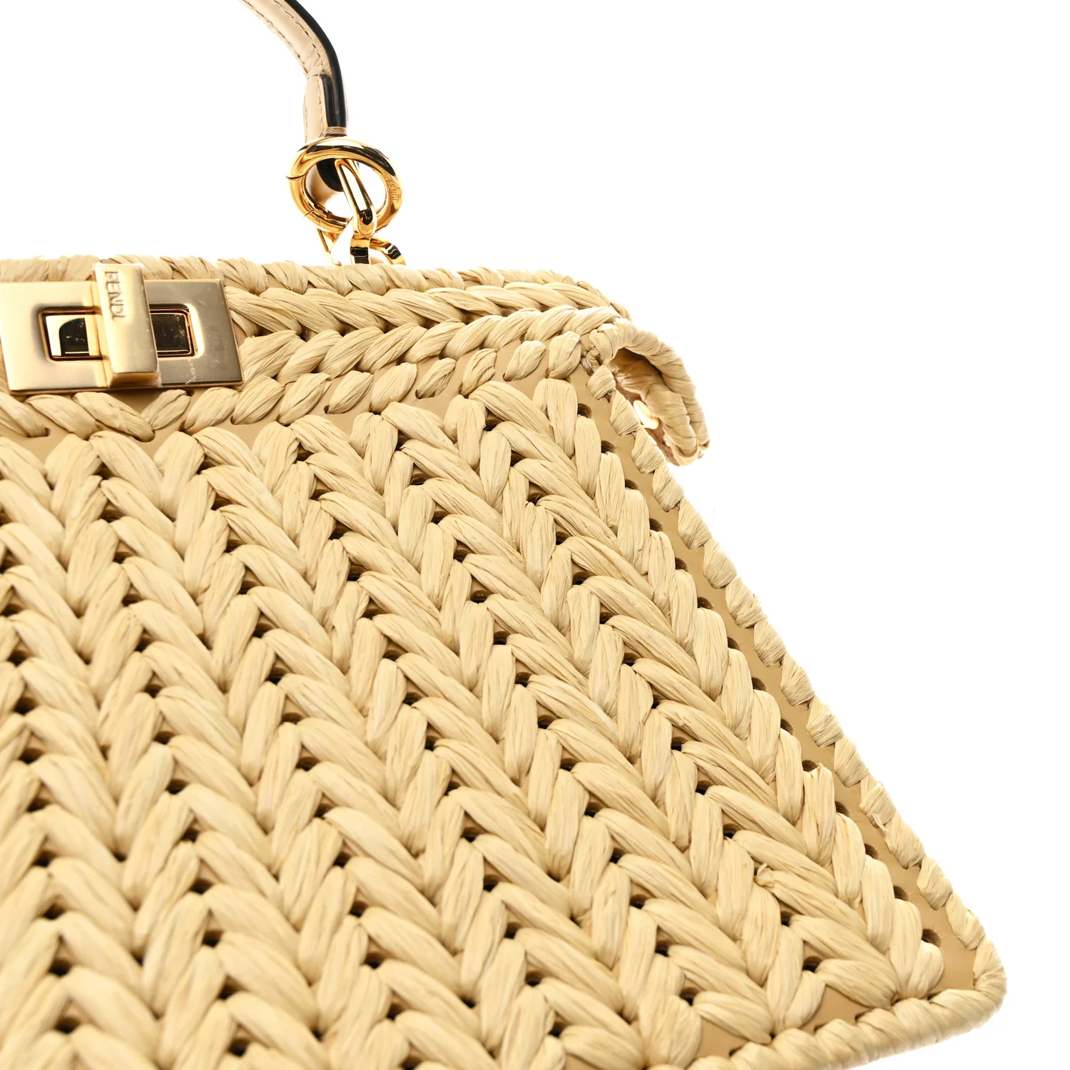 Raffia Embroidered Vitello King Shiny Nappa Intreccio Small Peekaboo I SEE U Satchel Sahara