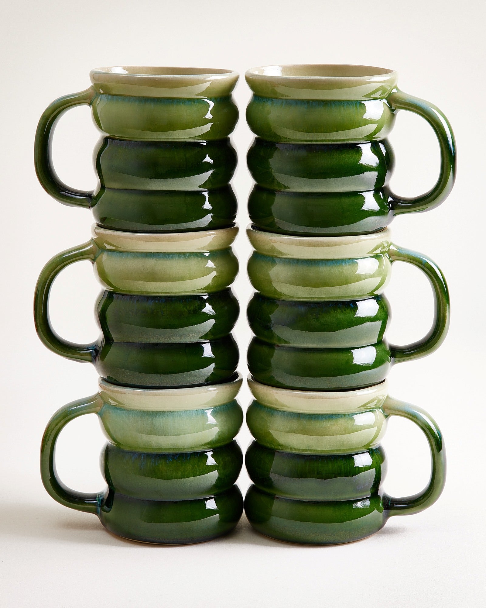 OMBRA - LARGE MUG BUBBLE GREEN DARK GREEN SET OF 6