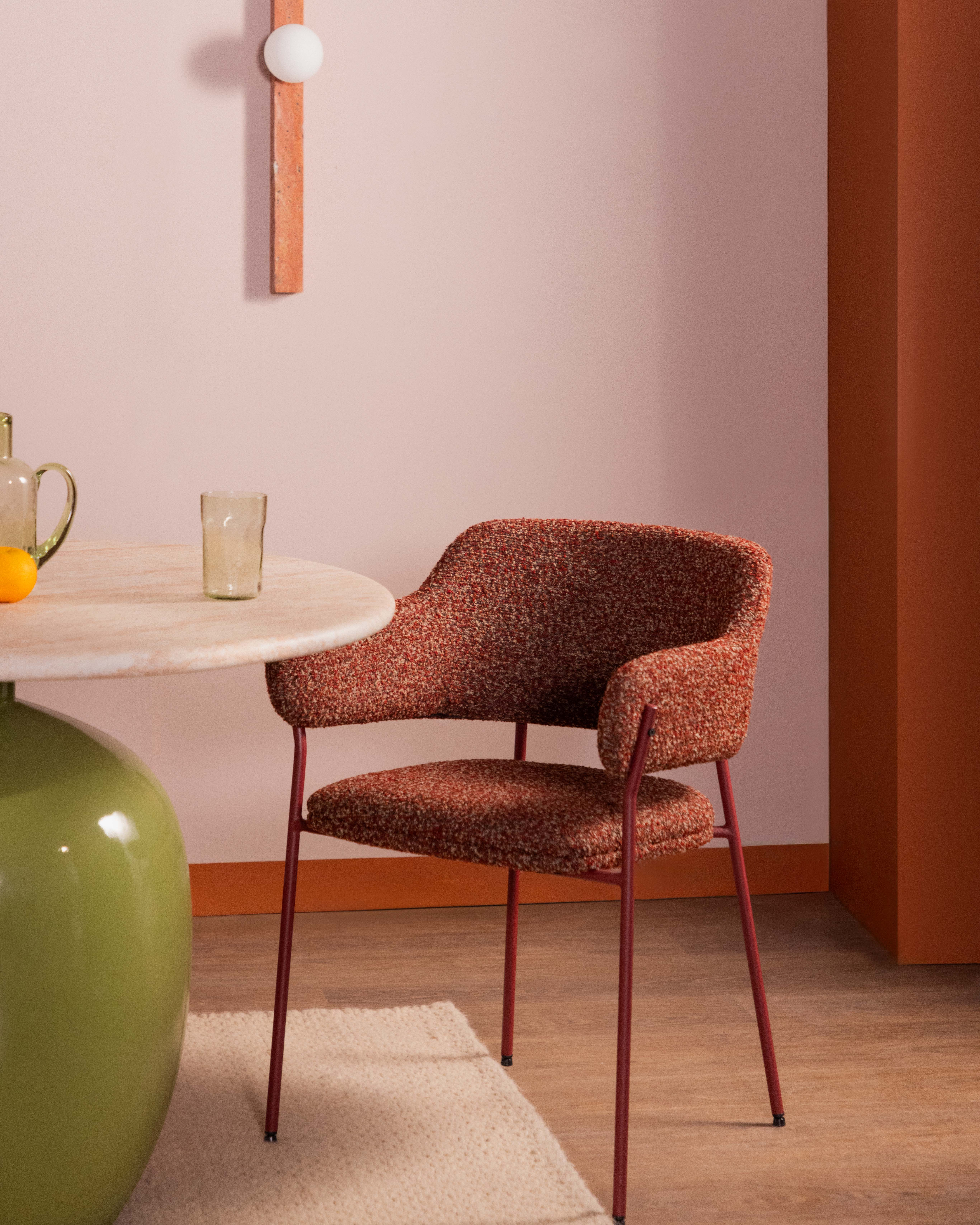Stana - Silla de Comedor con Reposabrazos de Tela y Metal Stana