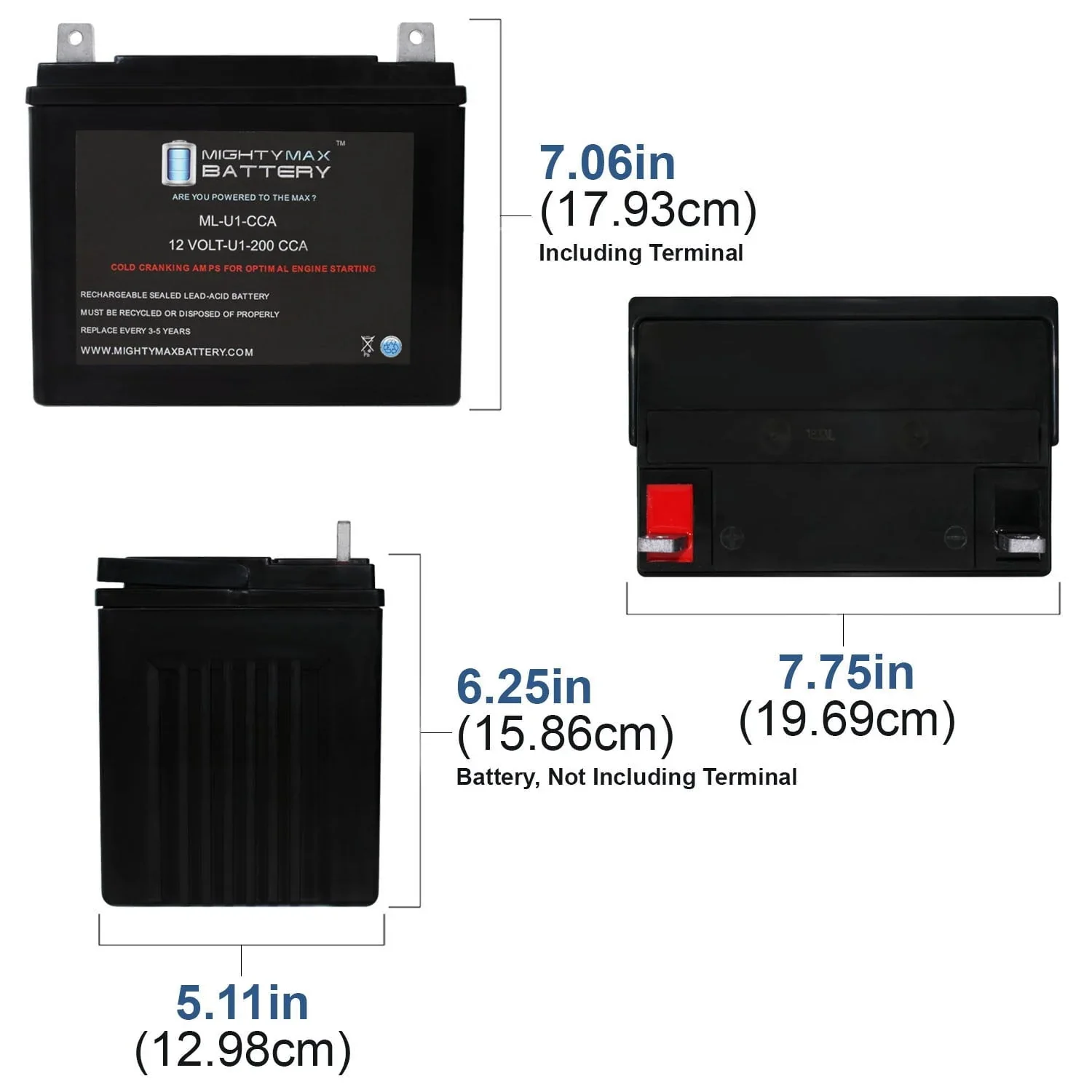 ML-U1 12V 200CCA Battery for John Deere Lawn and Garden Ride on Mower