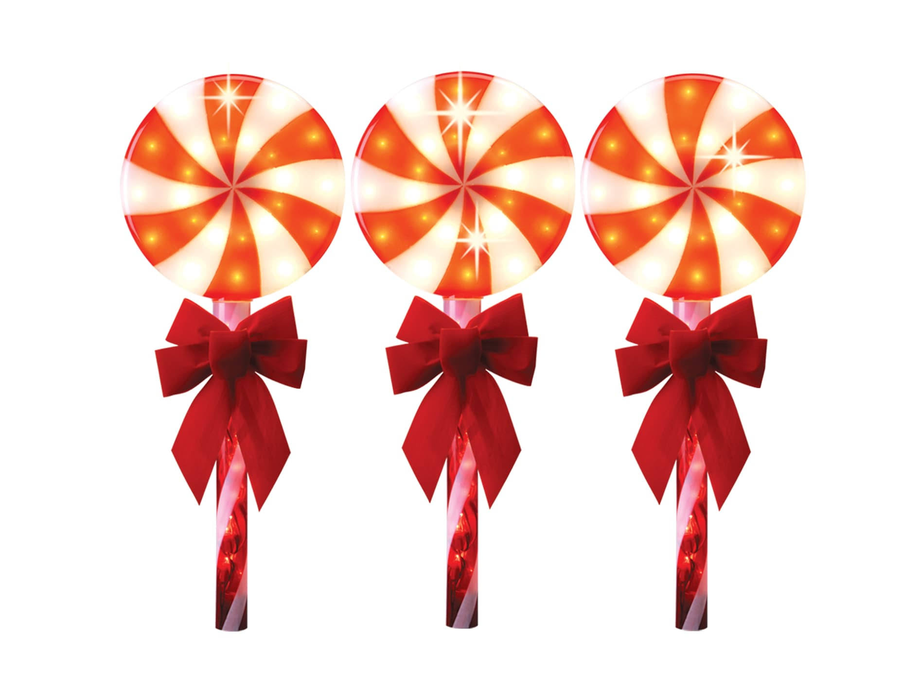 GE Random Sparkle 3-Marker White Lollipop Christmas Pathway Markers