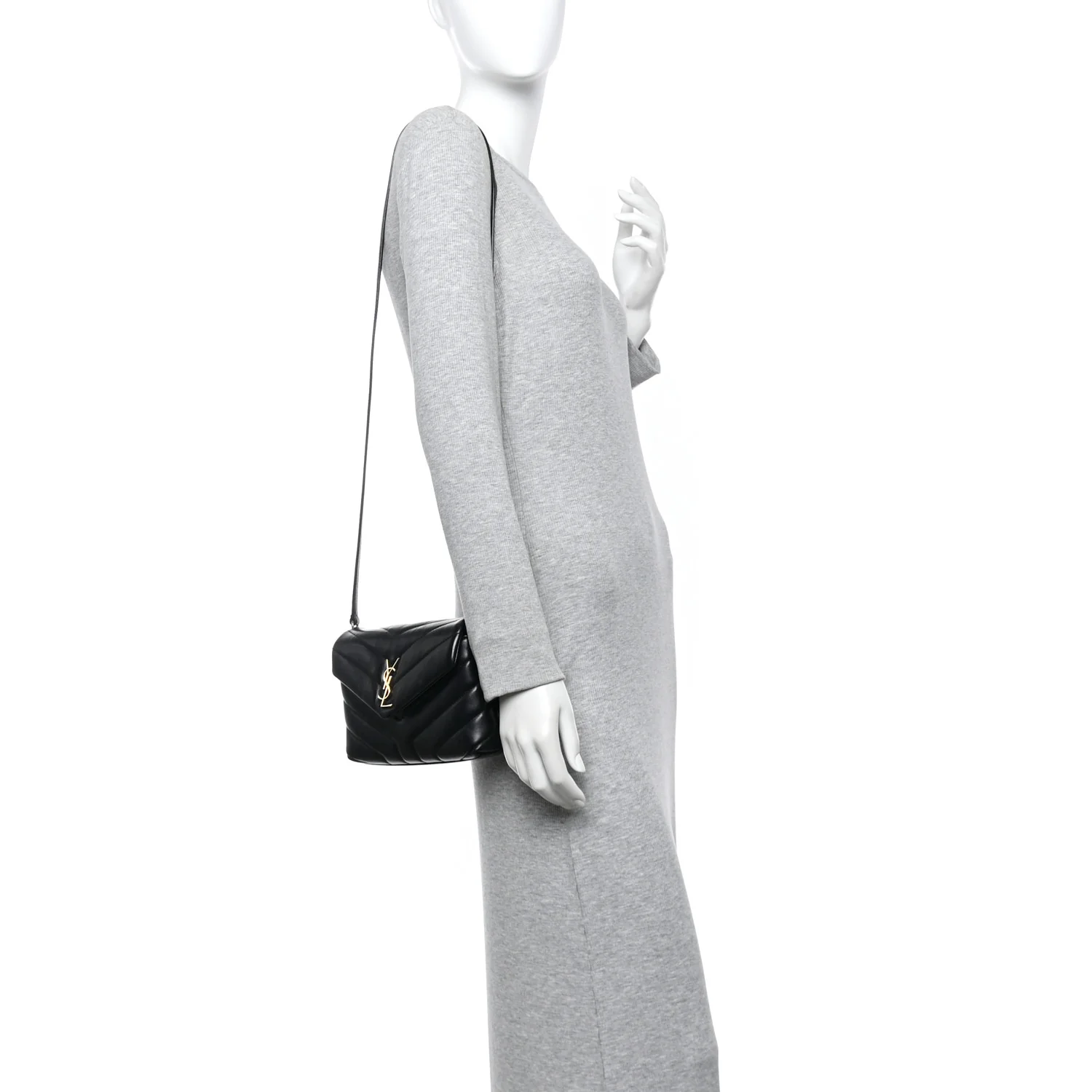Calfskin Y Quilted Monogram Toy Loulou Crossbody Bag Black