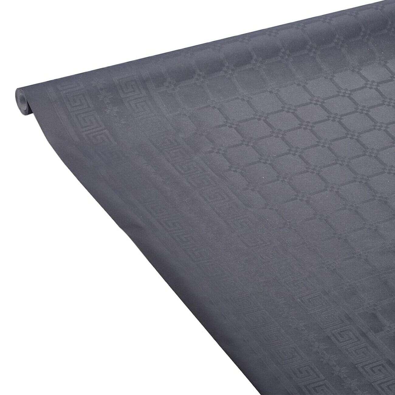 Nappe damassée noire en papier 6 m