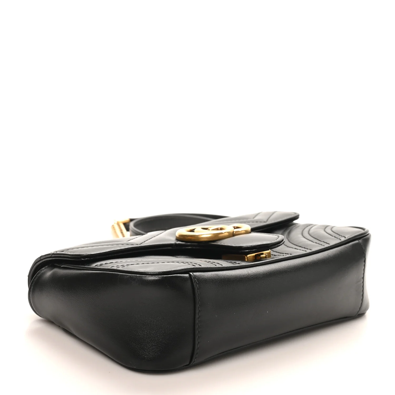 Calfskin Matelasse Mini GG Marmont Shoulder Bag Black
