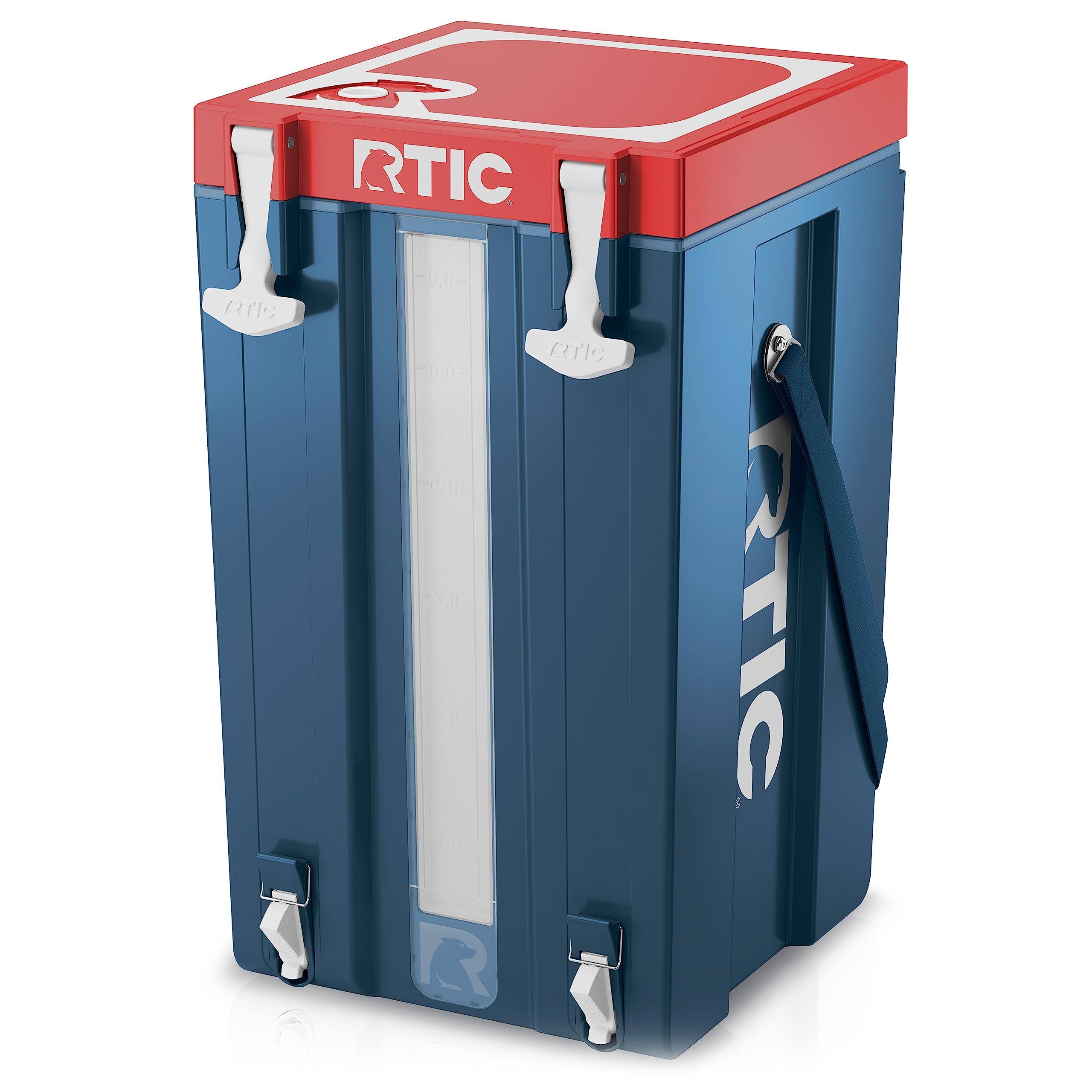 RTIC Halftime Water Cooler 6 Gallon Portable Carrier Container, Drink Beverage Dispenser, Stackable with 2 Taps, Bottleless, BPA-Free, for Sports,