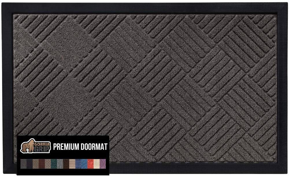 Gorilla Grip Original Durable Natural Rubber Door Mat, 29x17, Heavy Duty Doormat, Indoor Outdoor, Waterproof, Easy Clean, Low-Profile Mats for Entry,