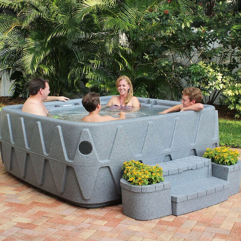 Spa AquaRest Premium 500, transat 5 places, prêt à l'emploi, avec 29 jets en acier inoxydable, ozone et cascade LED