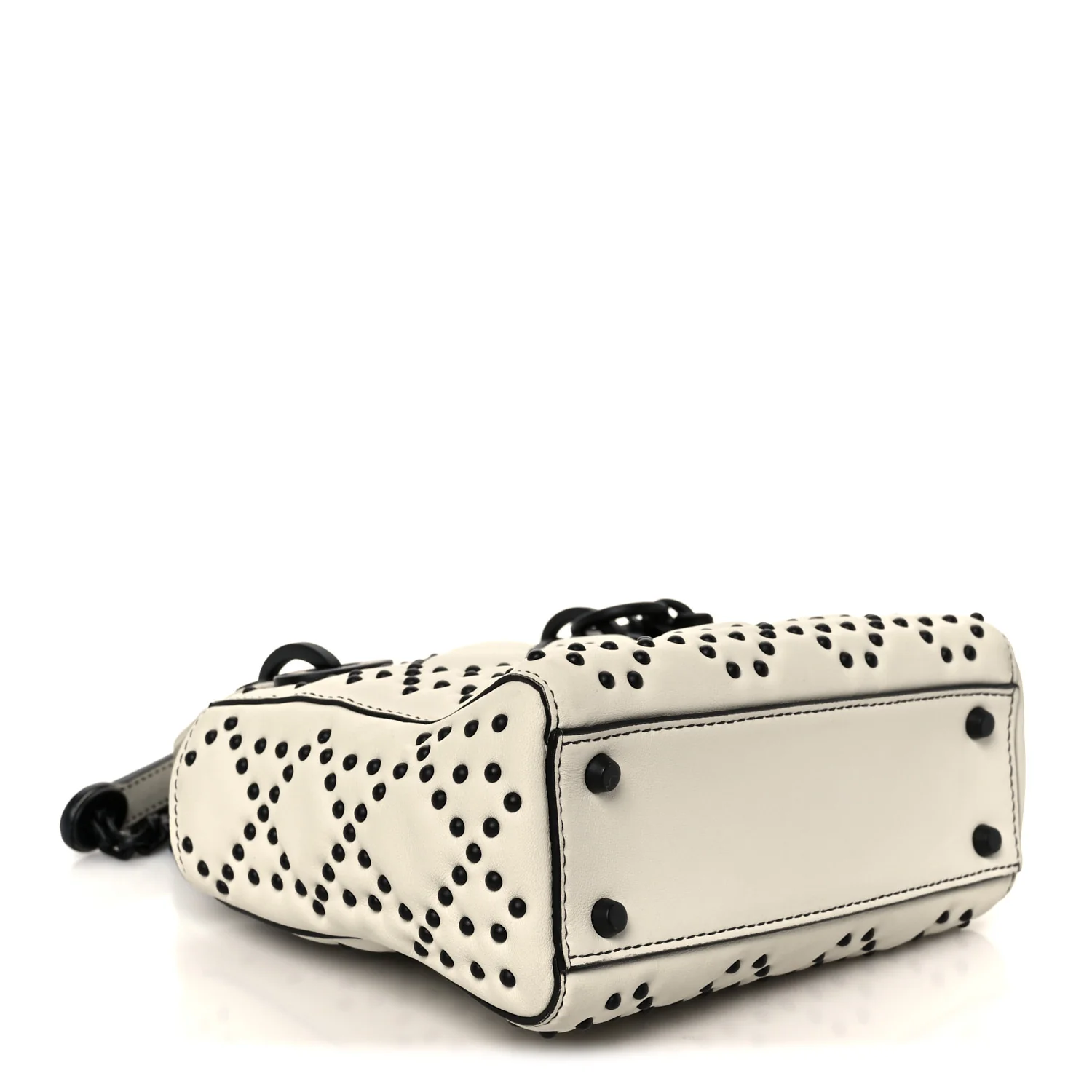 Ultra Matte Calfskin Studded Mini Supple Lady Dior White Black