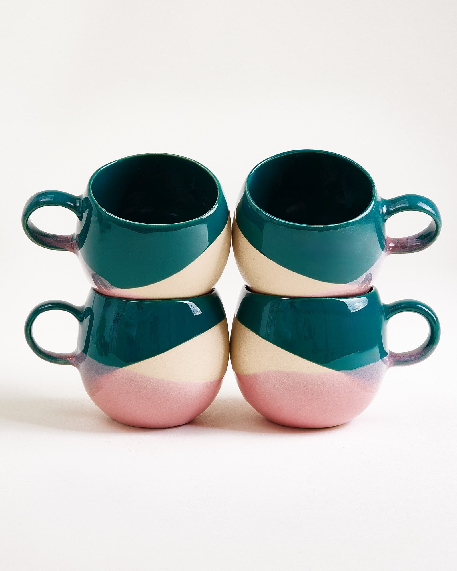 BICA - LARGE MUG DARK GREEN SAND PINK SET OF 4