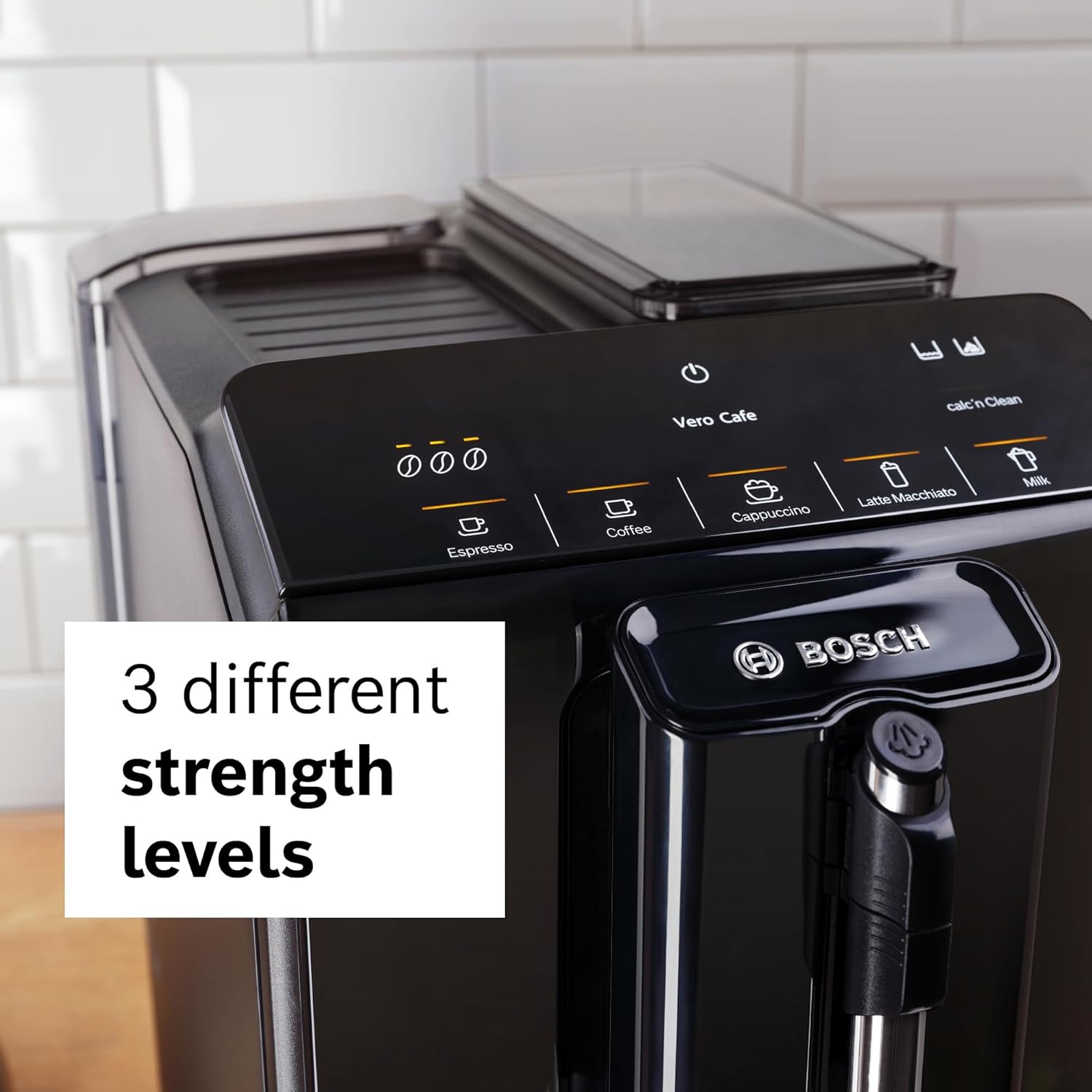 Bosch 300 Series Fully Automatic Espresso and Coffee Machine – One Touch Milk Drinks, Built-In Ceramic Grinder, In-Cup Frother, Easy Clean and Descale, Black TIU20109