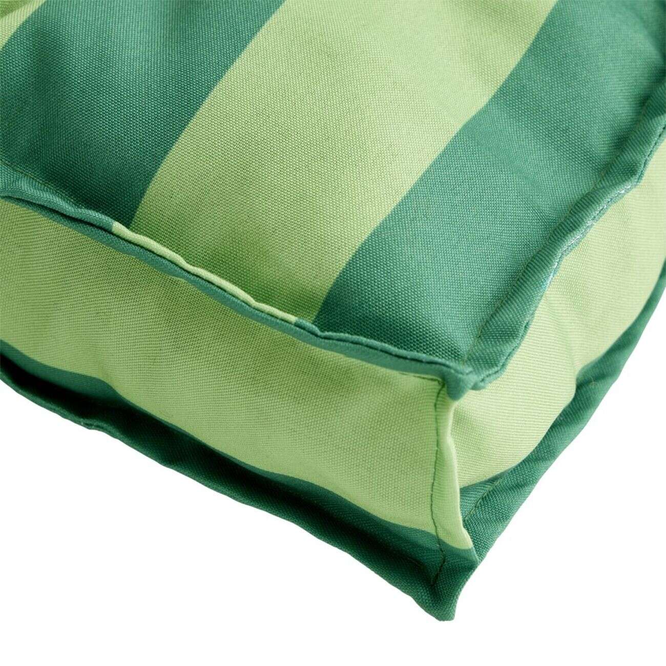 Coussin de sol assise carrée matelassée bayadère rayures vertes 50x50cm
