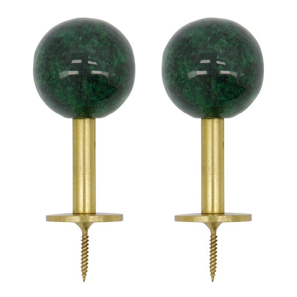 Ball knagg 8x4 cm 2 stk messing/grønn
