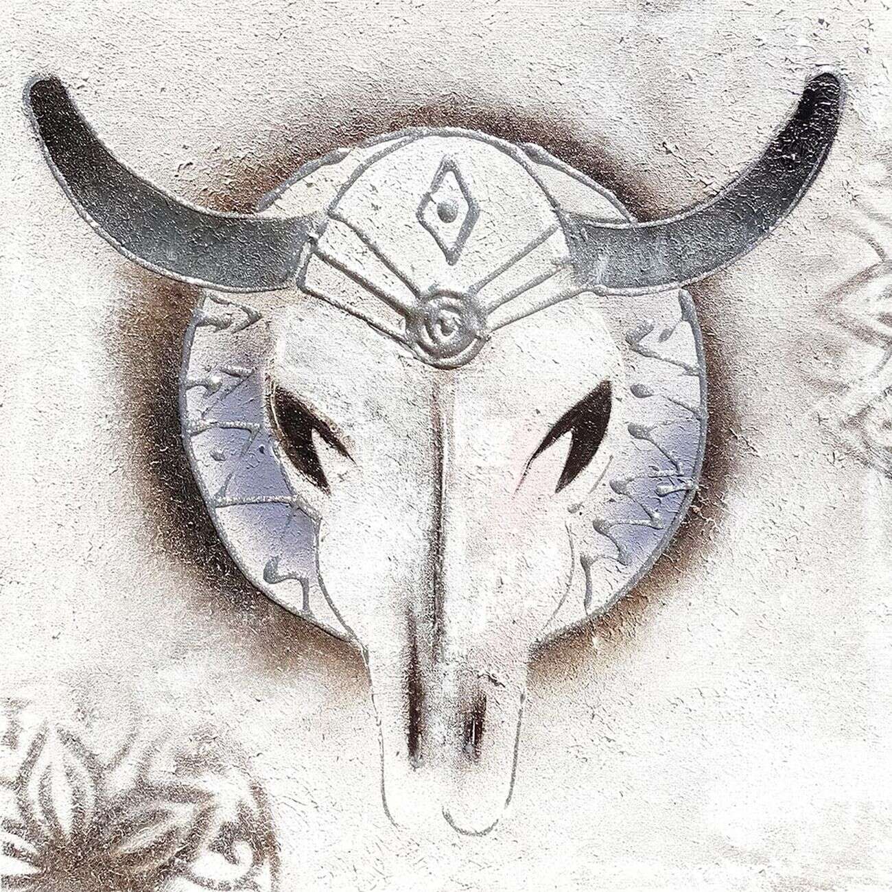 Tableau peinture  tête de bison fait main