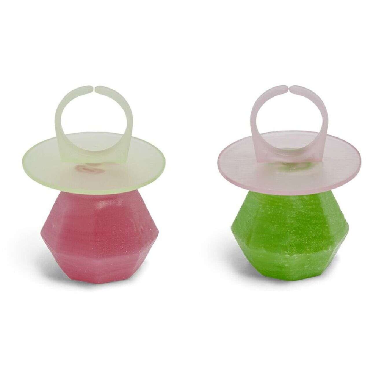 Sucette forme bague x2 fraise et pastèque