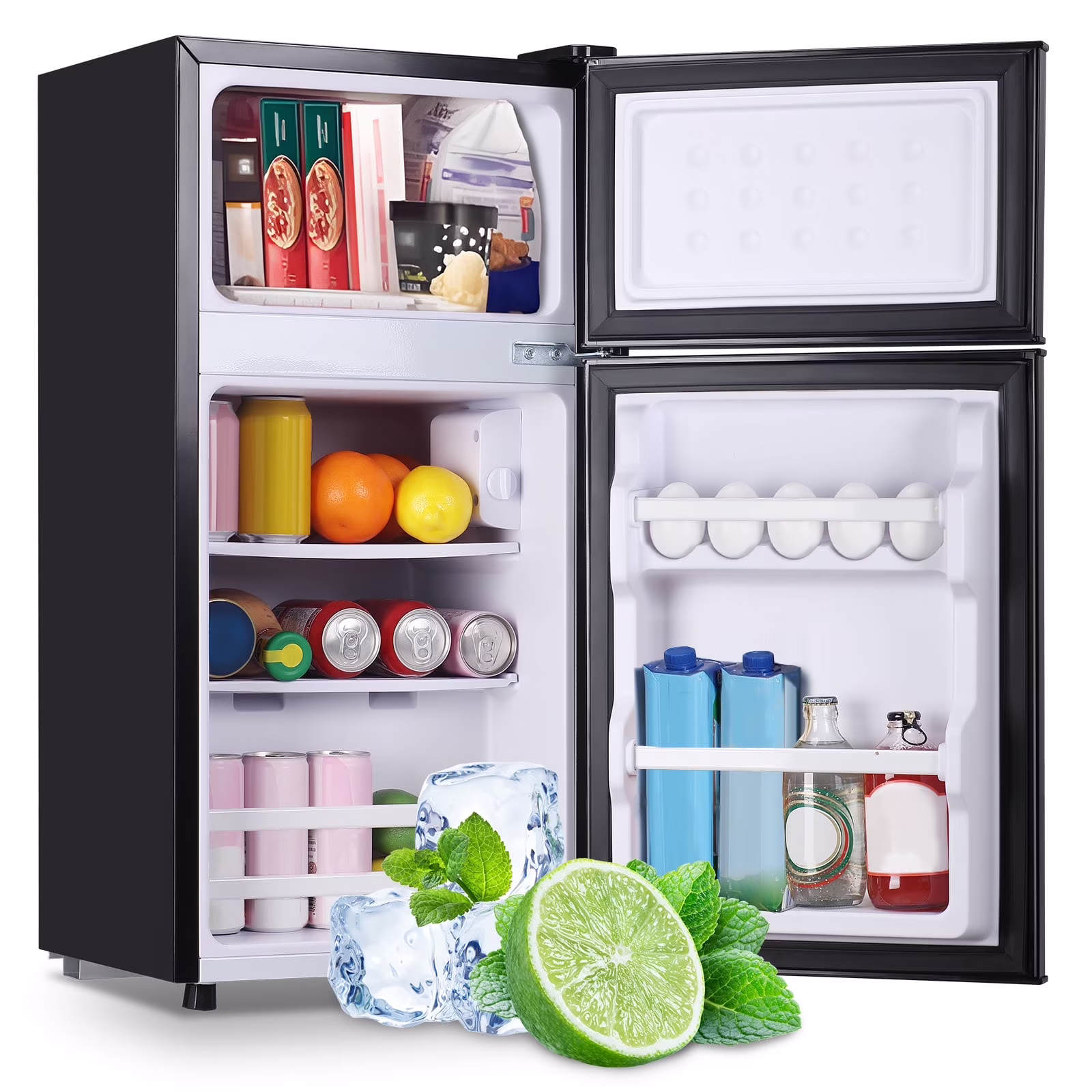 2.4 Cu.ft Mini Fridge with Freezer, Small Refrigerator Apartment Size Fridge Black, NEW(Black) - Image 3