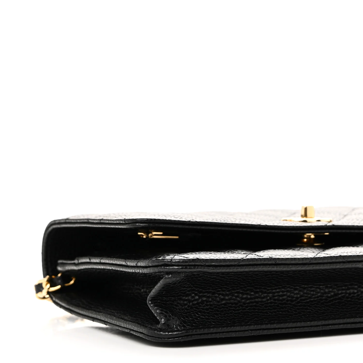 Caviar Quilted CC Turnlock Wallet On Chain WOC Black