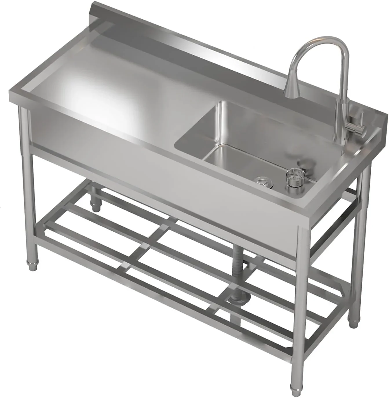 TROPOW 24x20x42 Inch Stainless Steel Utility Sink, Freestanding Single Bowl with Cold and Hot Water Pipe and Faucet, Commercial Sink Kitchen Sink for Restaurant Laundry Room Bathroom Garage Garden