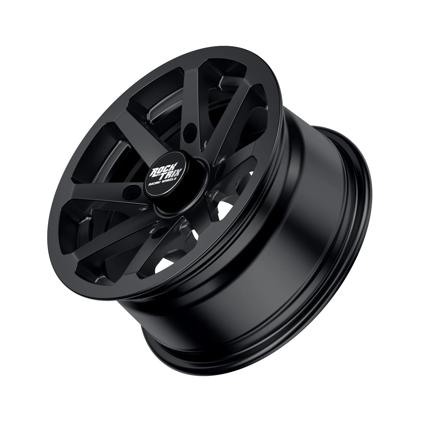RT102 4pc 14in ATV Wheels 4x110 Rims 14x7, 5+2 Offset, Includes 10x1.25 Lug Nuts Compatible with IRS Honda Kawasaki Yamaha Rubicon Rincon Brute Force Kodiak Grizzly Rhino 4/110 (Set of 4)(Black/14x7) - Image 8
