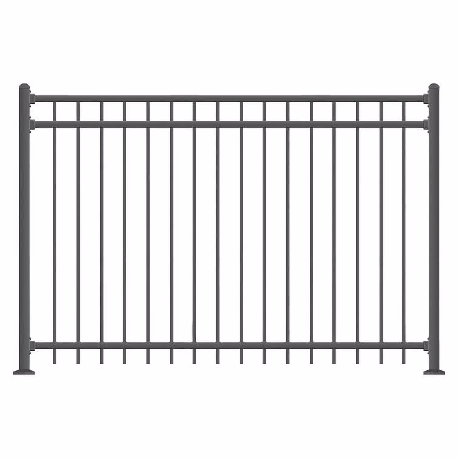 XCEL Fence Cortina Black Steel Anti - Rust Fence Panel - Flat Top - Flat Bottom Pickets - 5'H X 6.5'W - Easy Installation - for Residential, Outdoor, Yard, Garden, 3 - Rail, One Post Included