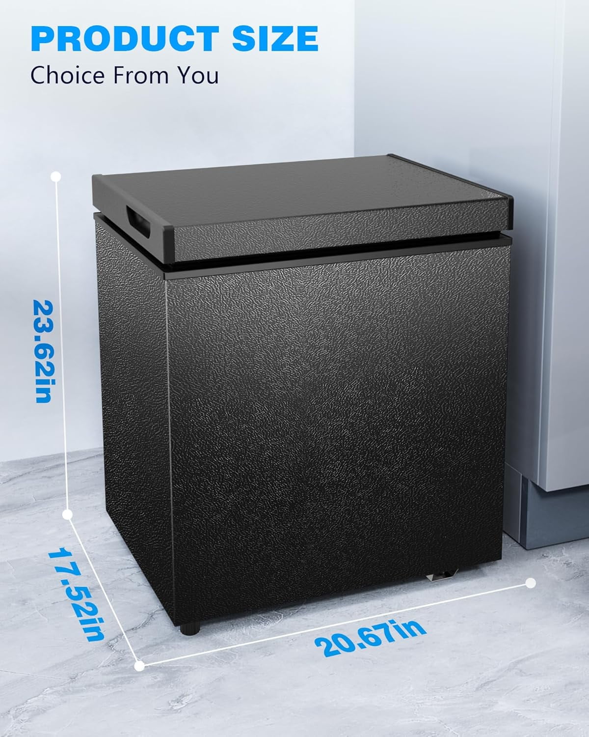 WAA 1.8 Cu.ft. Chest Freezer Free Standing Top Open Door Deep Compact Freezer Suitable for Home/RV/Kitchen/Office Black