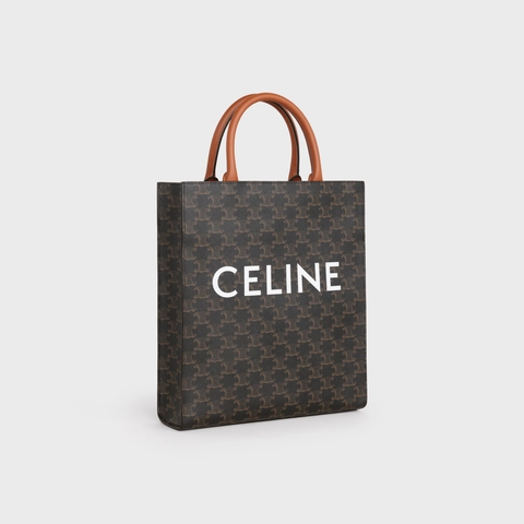 Small Cabas vertical in Triomphe Canvas and calfskin - Tan - TRIOMPHE CANVAS - 2 | CE Small Cabas vertical in Triomphe Canvas and calfskin - Tan - TRIOMPHE CANVAS - 3 | CE Small Cabas vertical in Triomphe Canvas and calfskin - Tan - TRIOMPHE