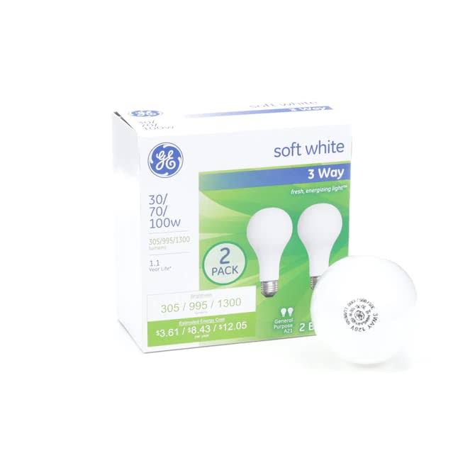 GE Classic 70-Watt Dimmable 3-Way Bulb A21 Light Fixture Incandescent Light Bulb - 2 ct 32299