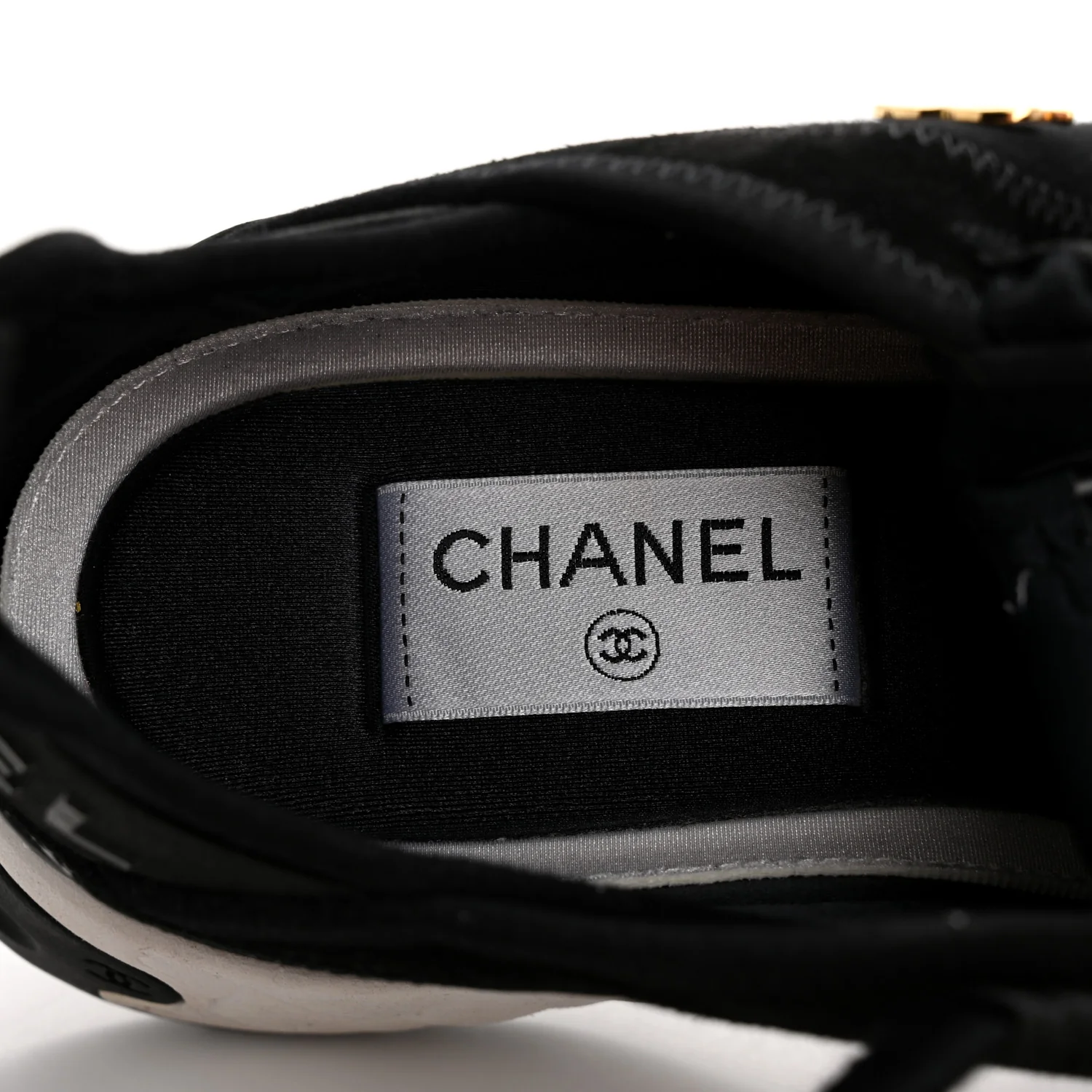 Velvet Calfskin Mixed Fibers CC Sneakers 38 Black