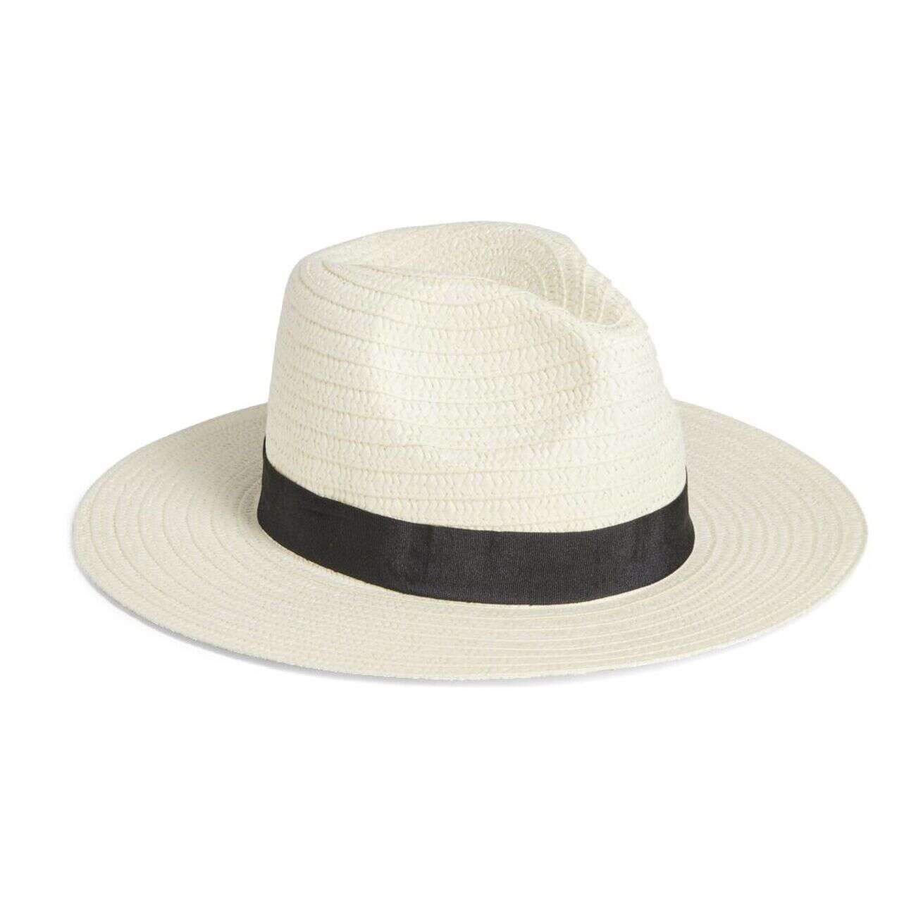 Chapeau papier tressé blanc et noir T56/58