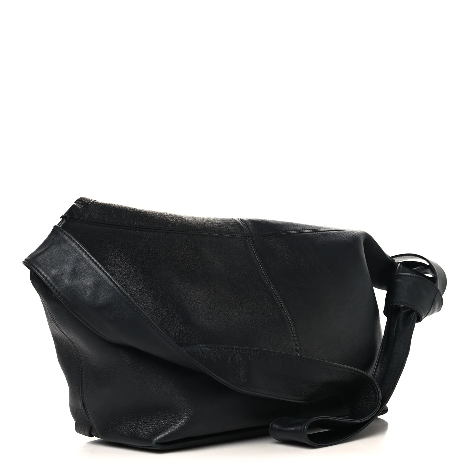 Silky Calfskin Medium Sawyer Messenger Bag Black