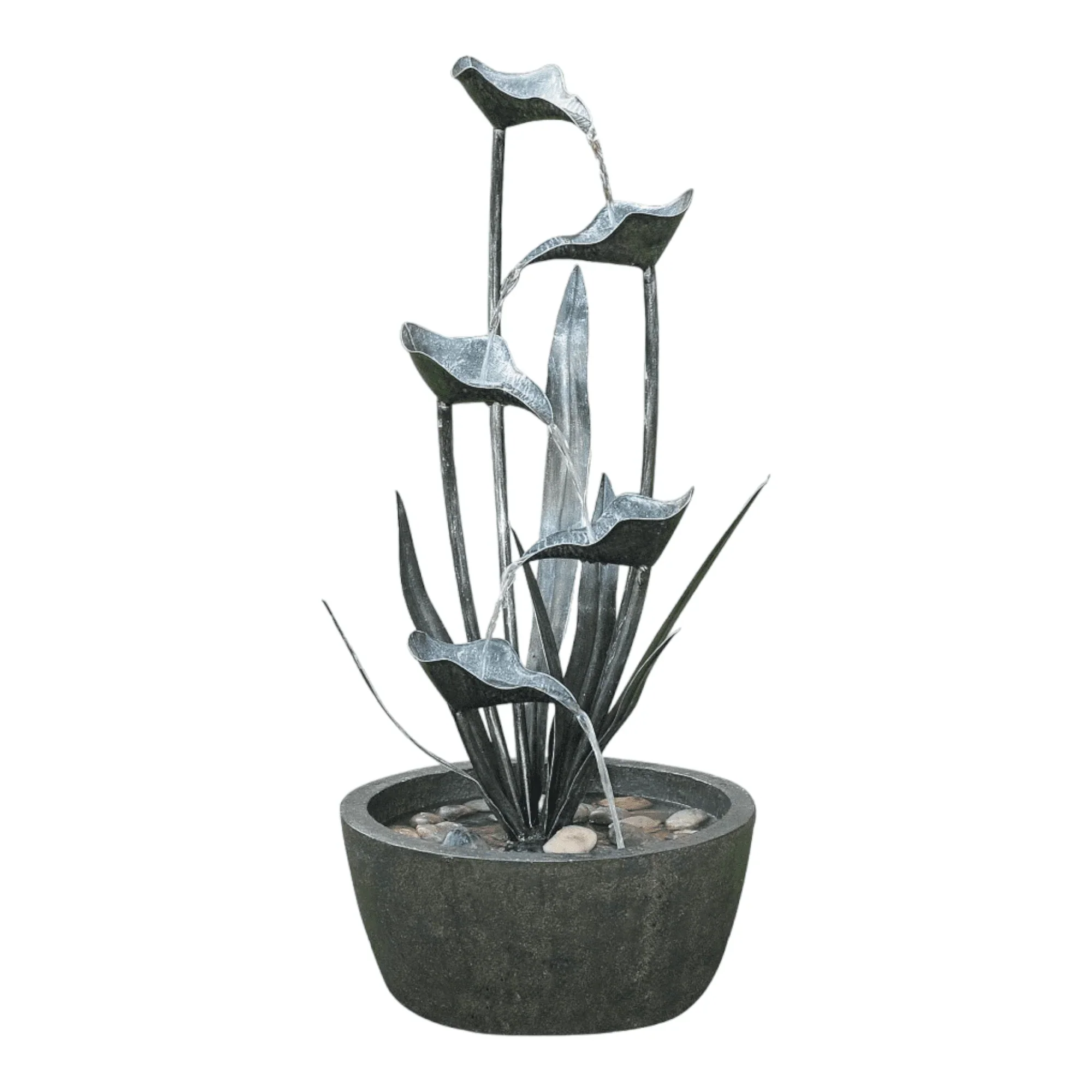 Hi-Line Gifts 35.5 Gray and Brown Outdoor Garden Plant Fountain